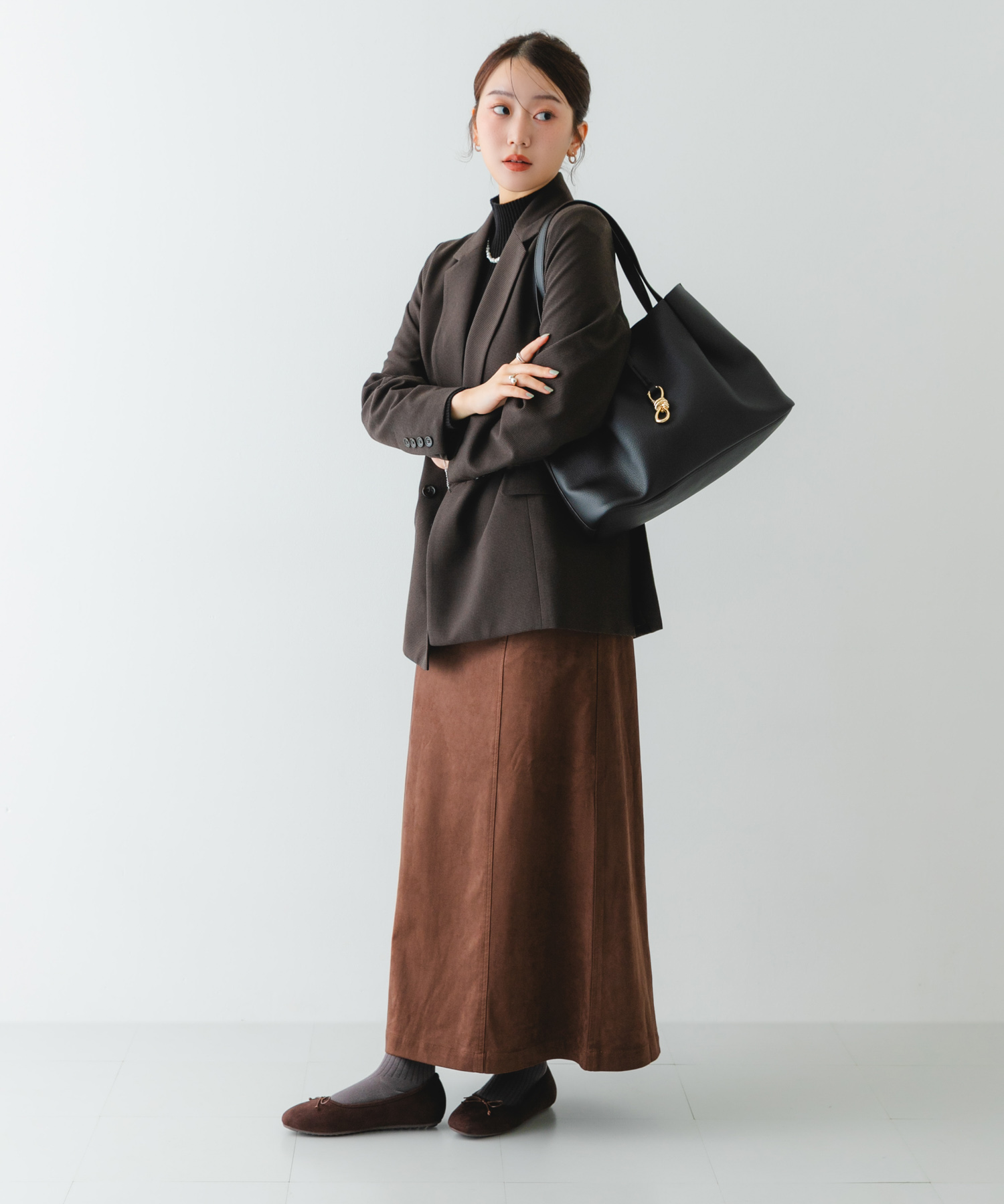 撥水フラッフィーバレエシューズ DARK BROWN 37