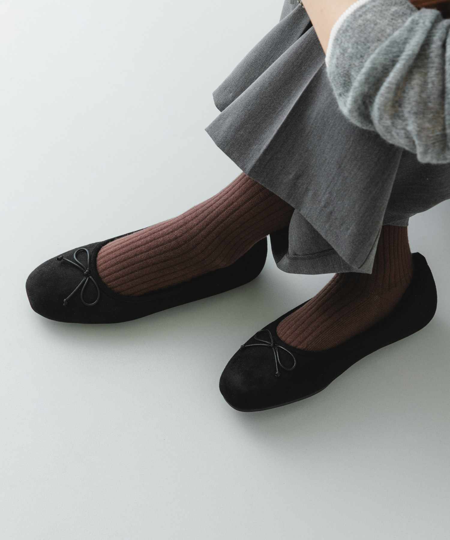 撥水フラッフィーバレエシューズ BLACK 36