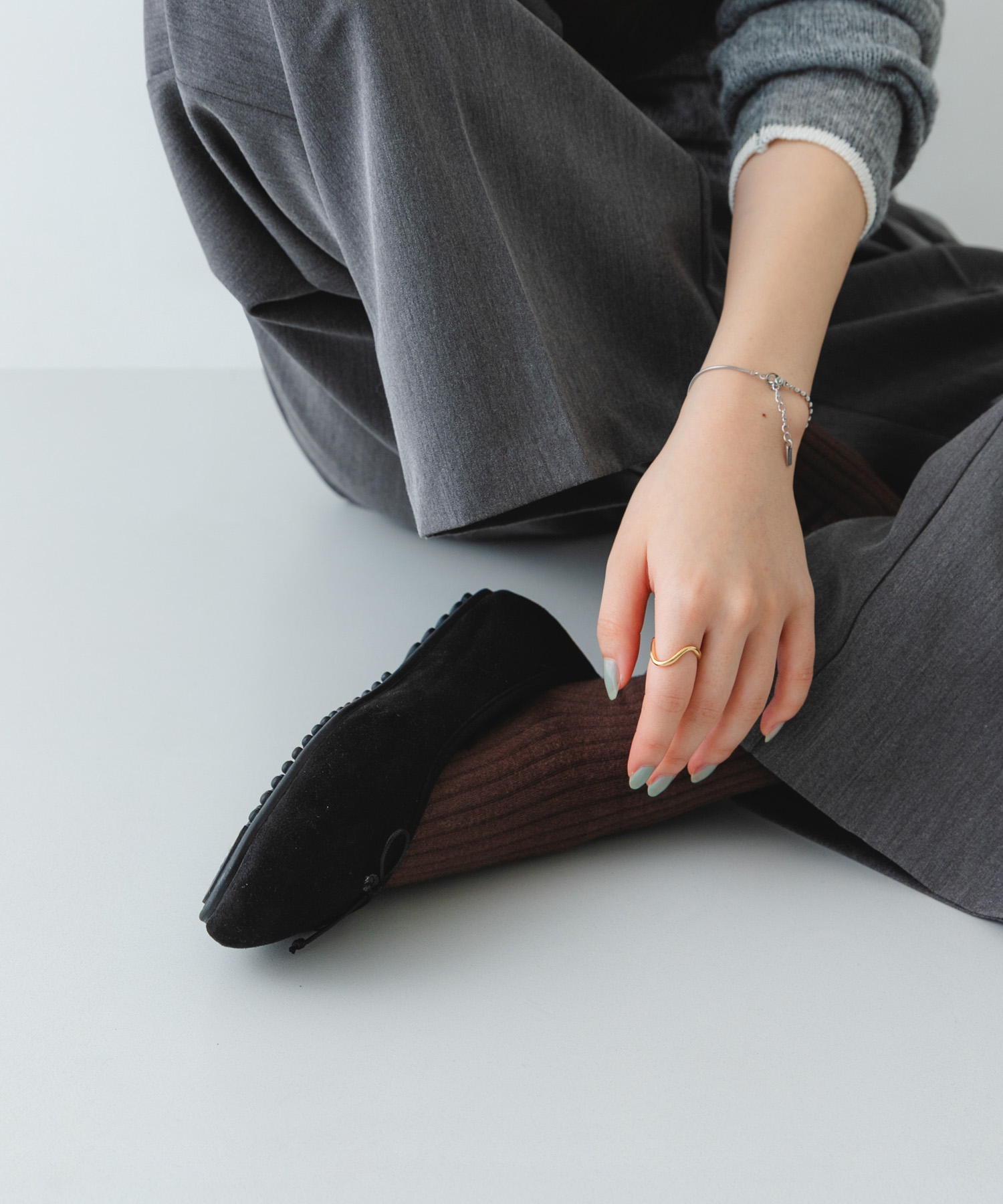 撥水フラッフィーバレエシューズ BLACK 36