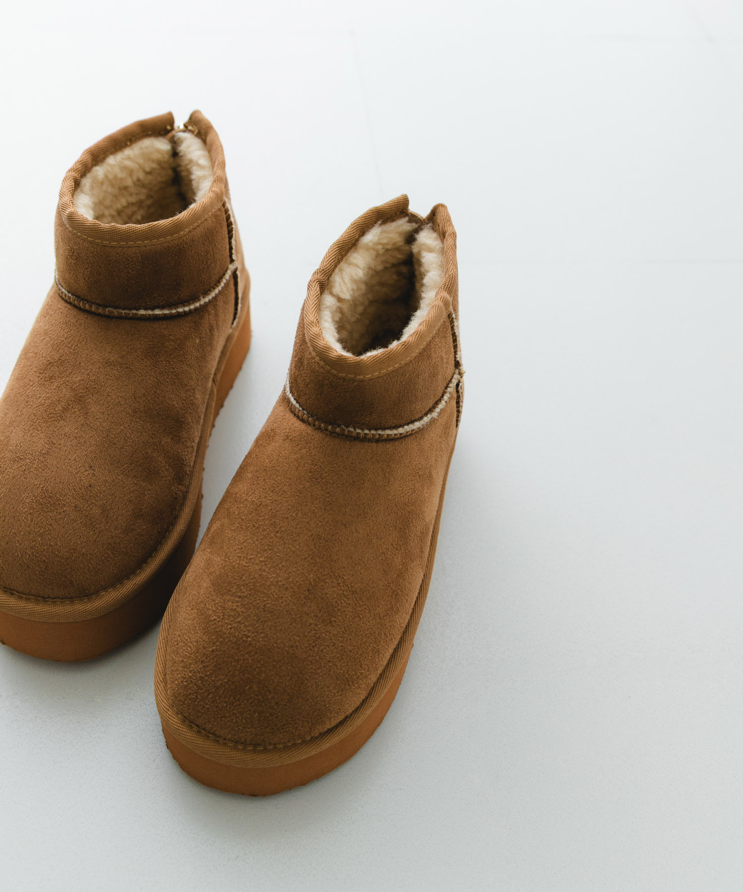 撥水フラッフィームートンブーツ CAMEL 36