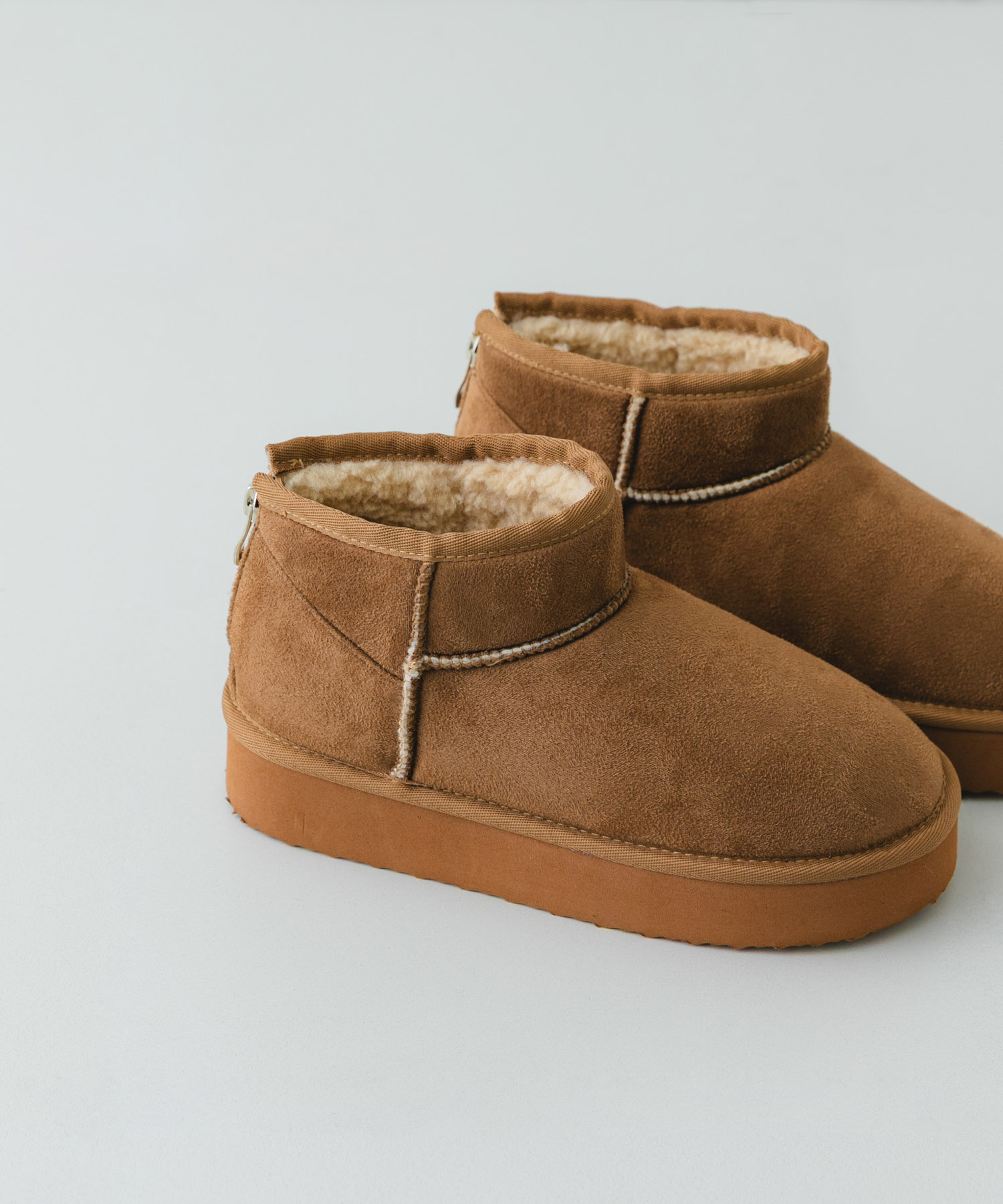 撥水フラッフィームートンブーツ CAMEL 36