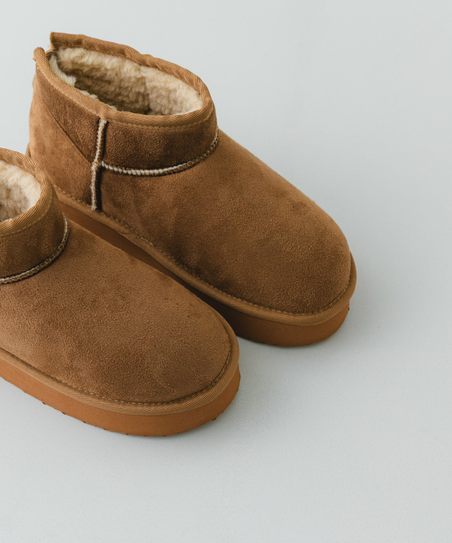 撥水フラッフィームートンブーツ CAMEL 36