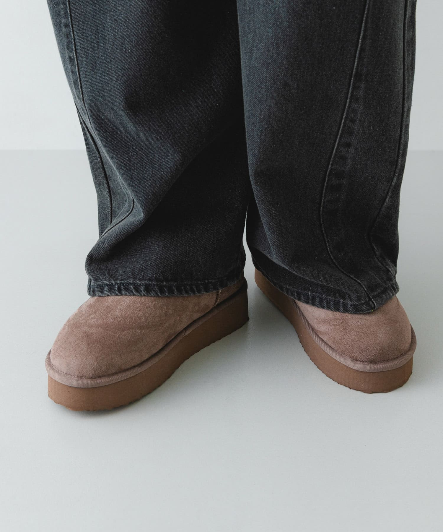 撥水フラッフィームートンブーツ GRAY 36