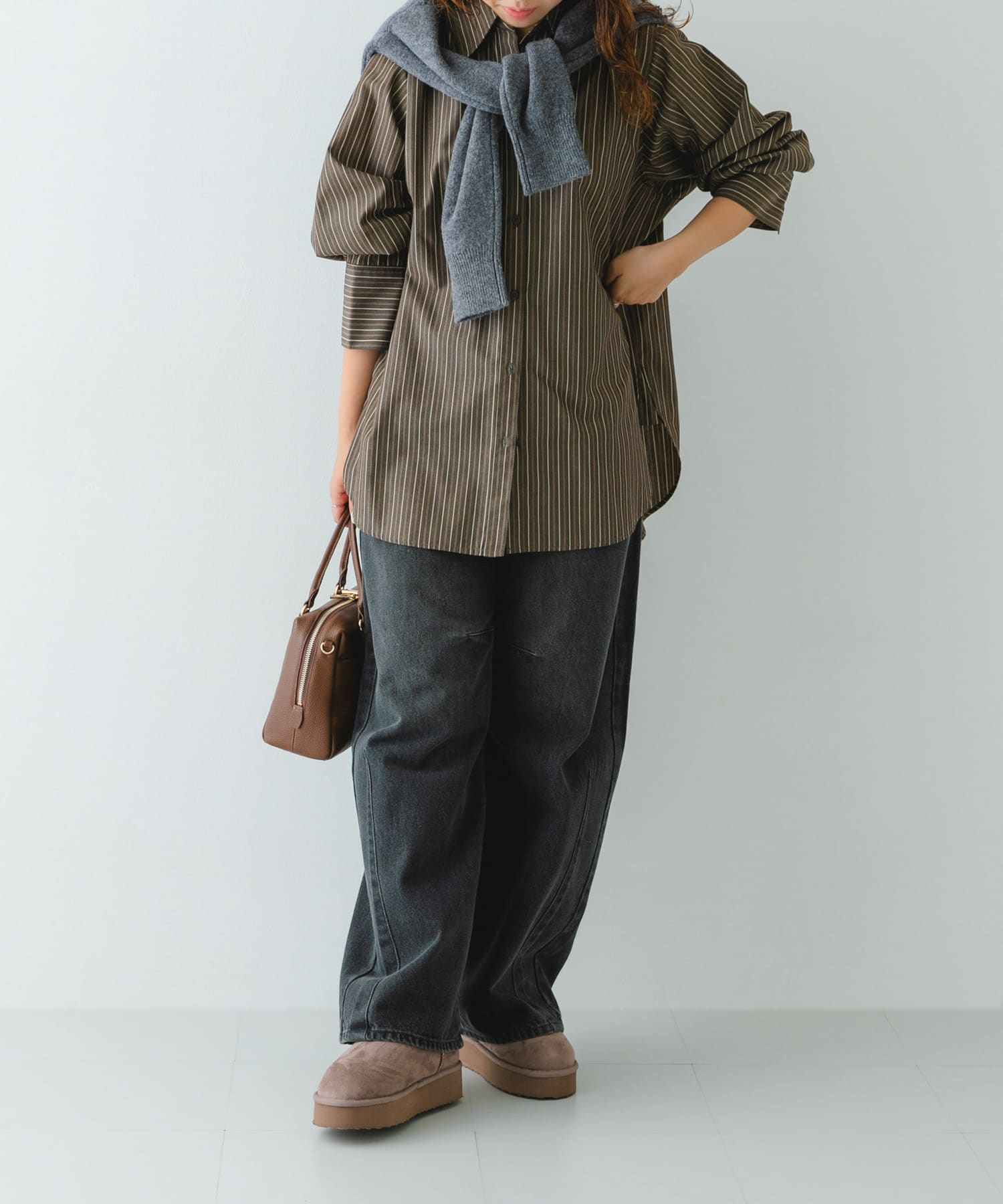 撥水フラッフィームートンブーツ GRAY 36