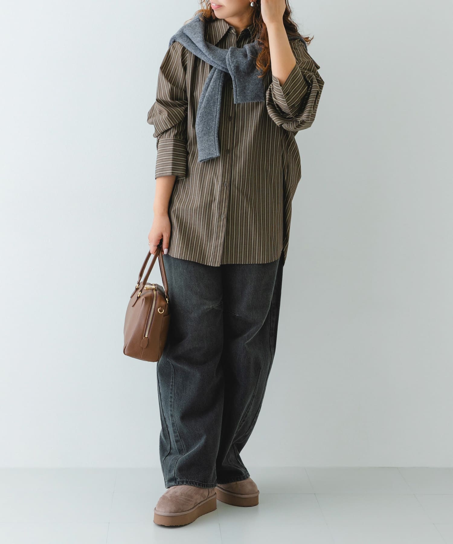 撥水フラッフィームートンブーツ GRAY 36