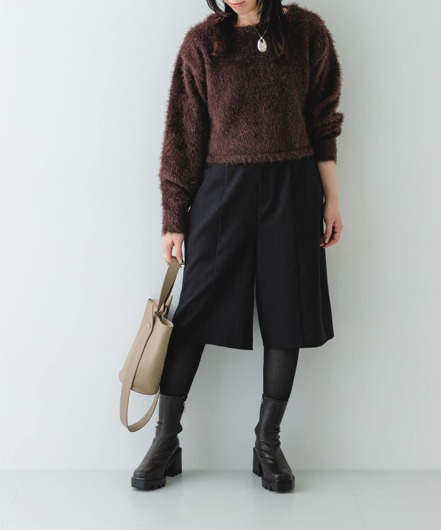 『WEB限定』　厚底スクエアブーツ DARK BROWN 36