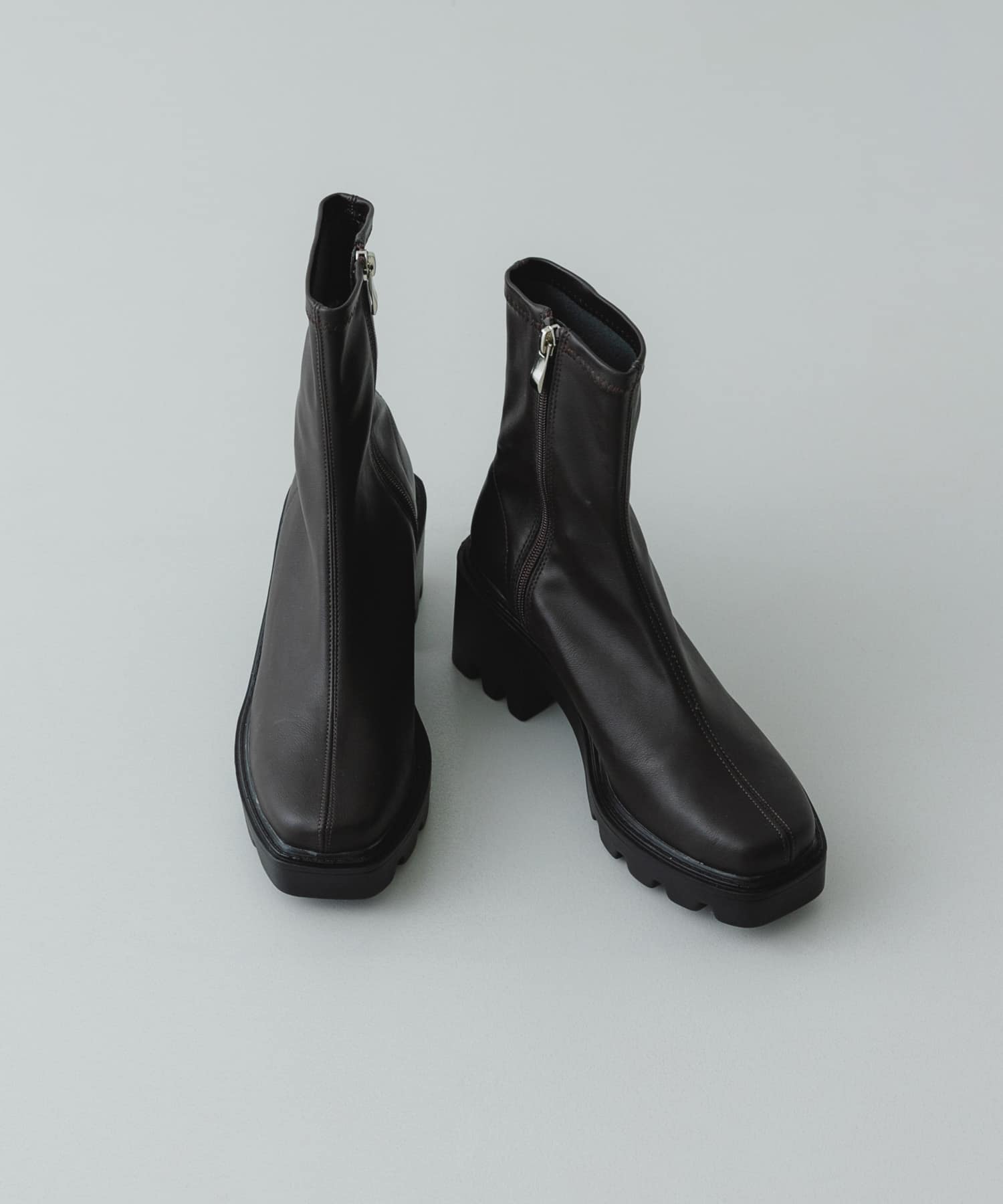 『WEB限定』　厚底スクエアブーツ DARK BROWN 36