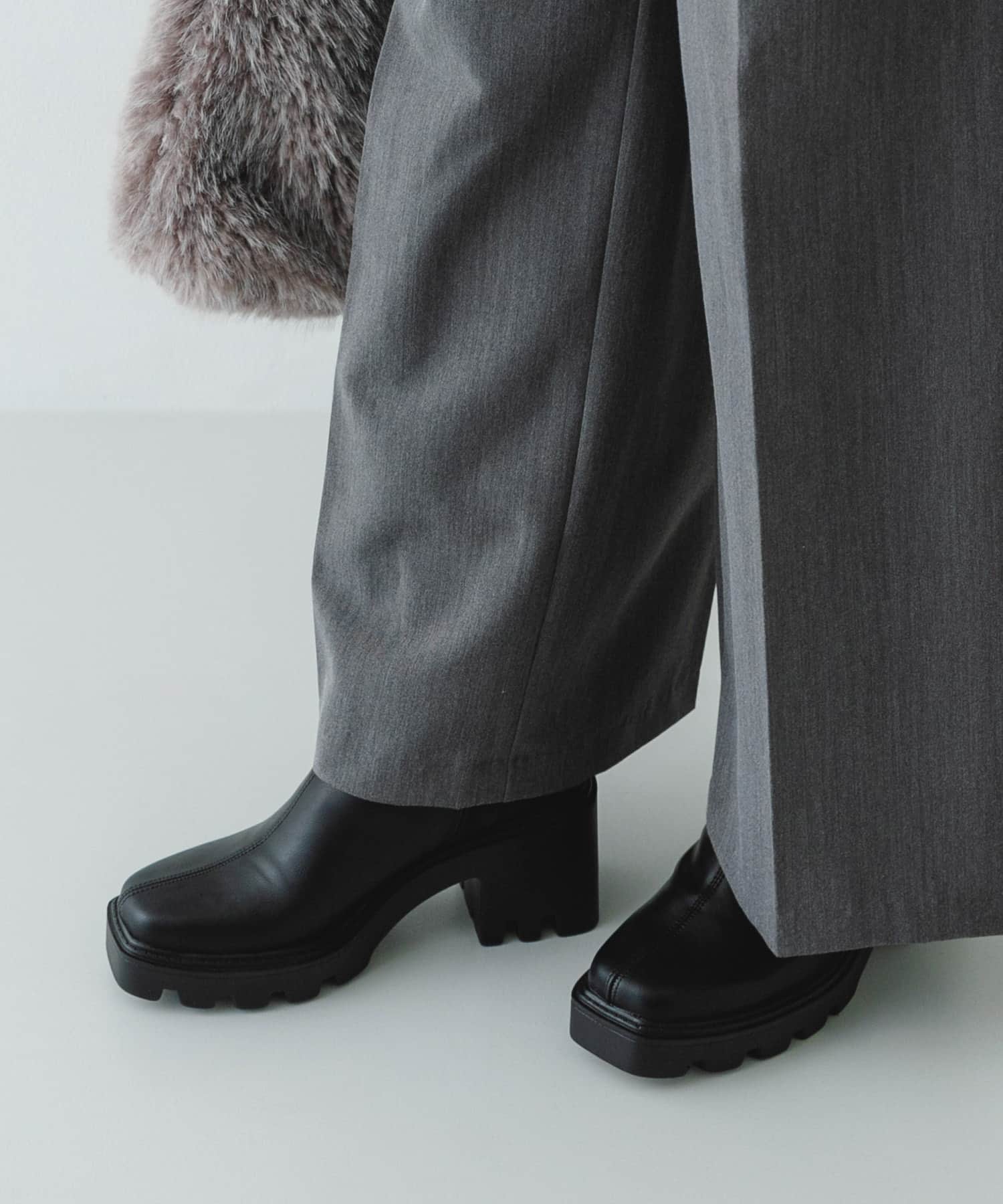 『WEB限定』　厚底スクエアブーツ BLACK 36