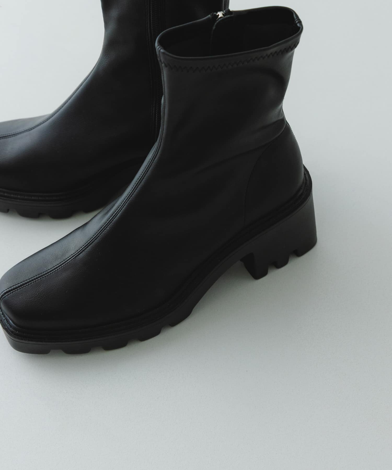 『WEB限定』　厚底スクエアブーツ BLACK 36