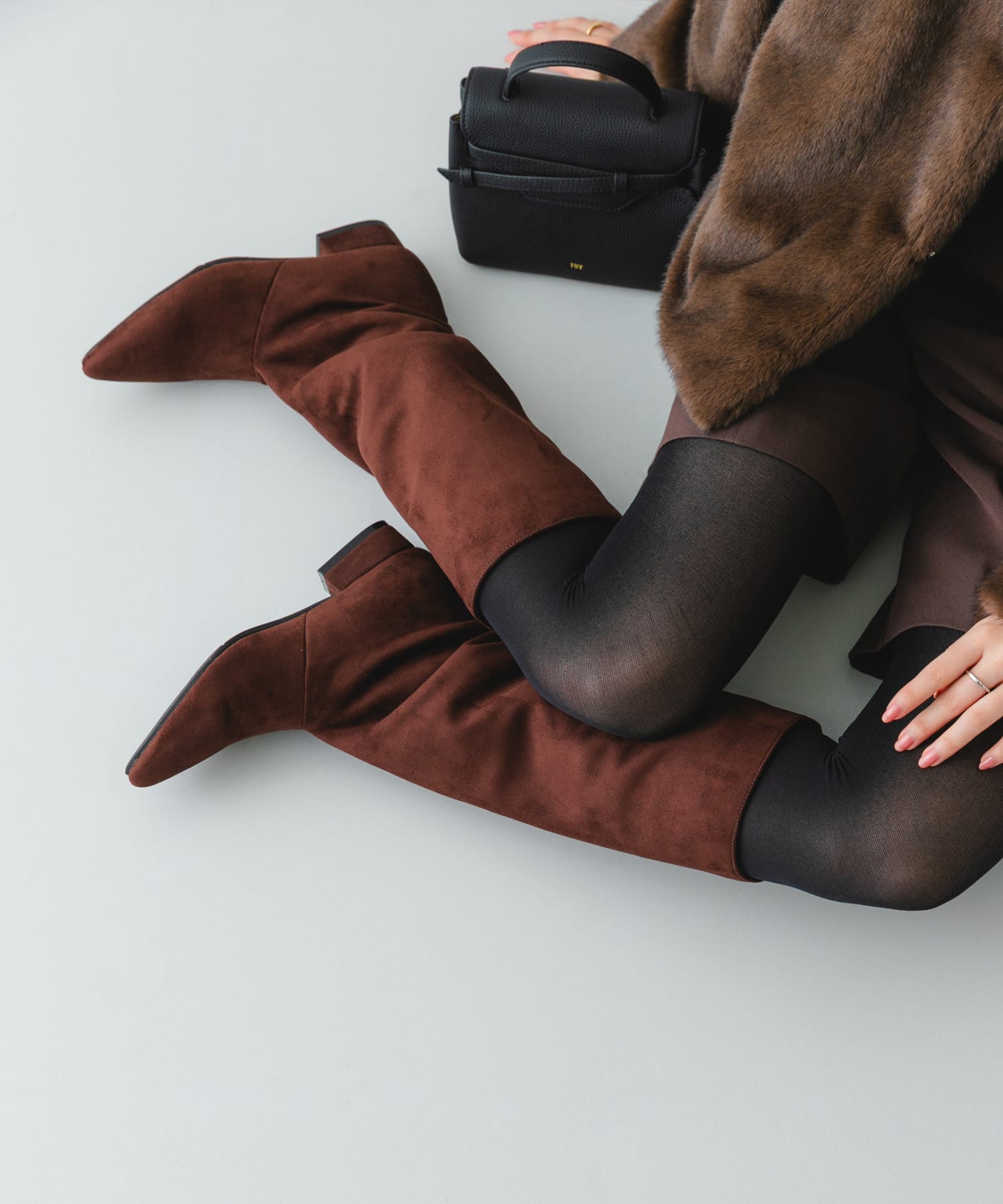 2.5センチワイドシャフトロングブーツ DARK BROWN 36