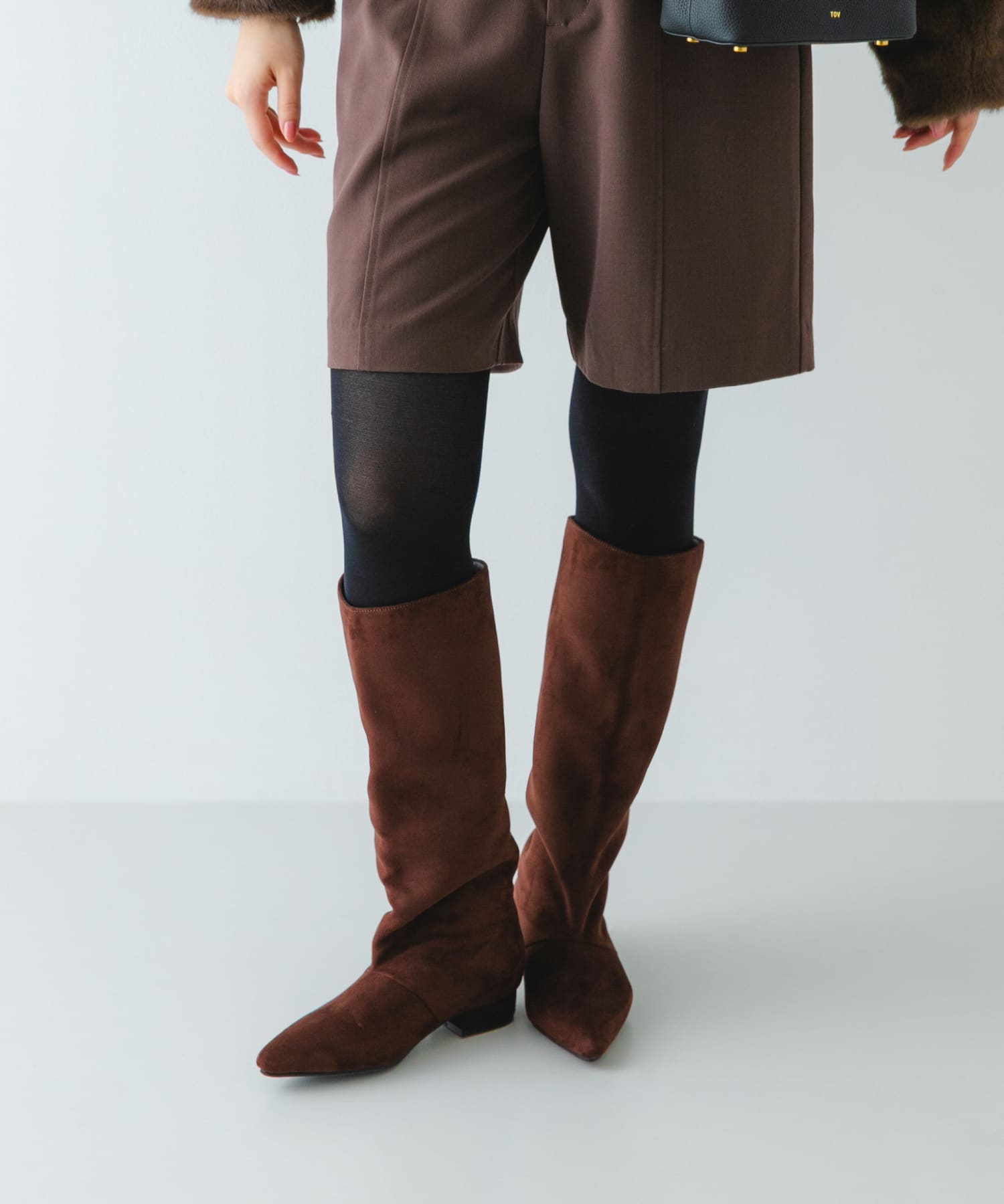 2.5センチワイドシャフトロングブーツ DARK BROWN 36