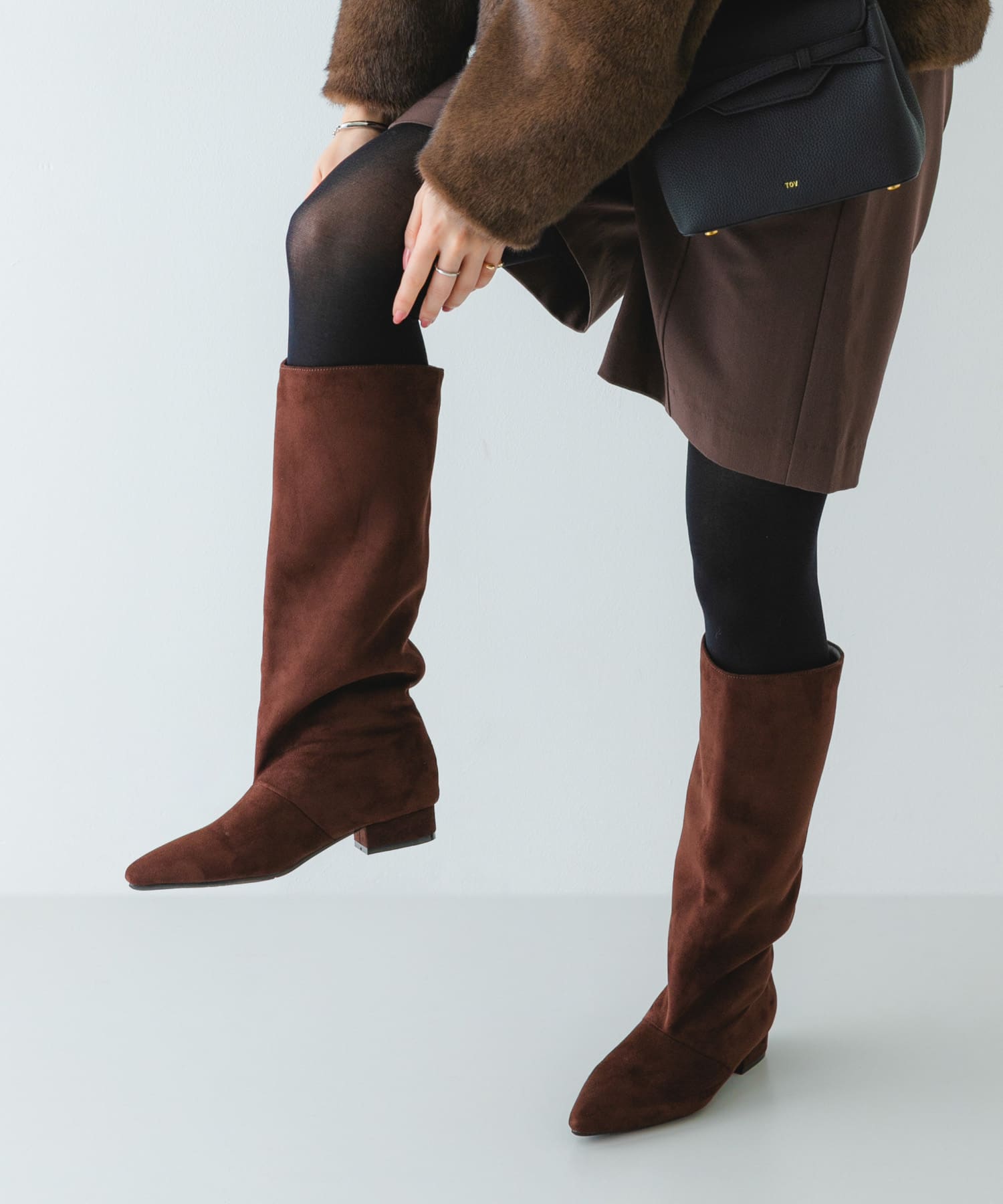 2.5センチワイドシャフトロングブーツ DARK BROWN 36