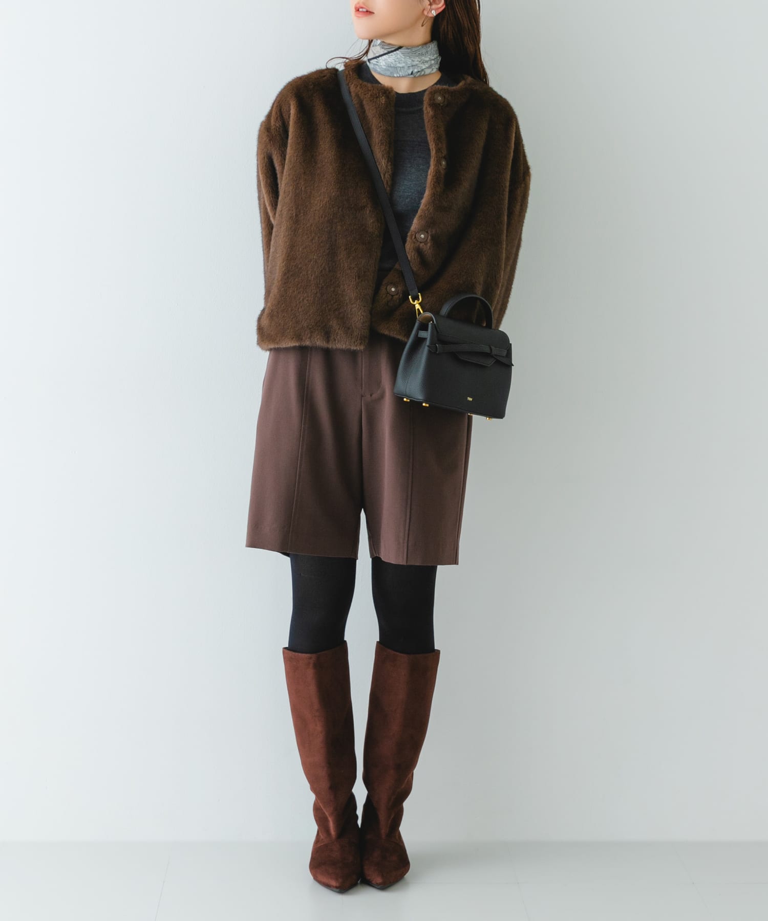 2.5センチワイドシャフトロングブーツ DARK BROWN 36