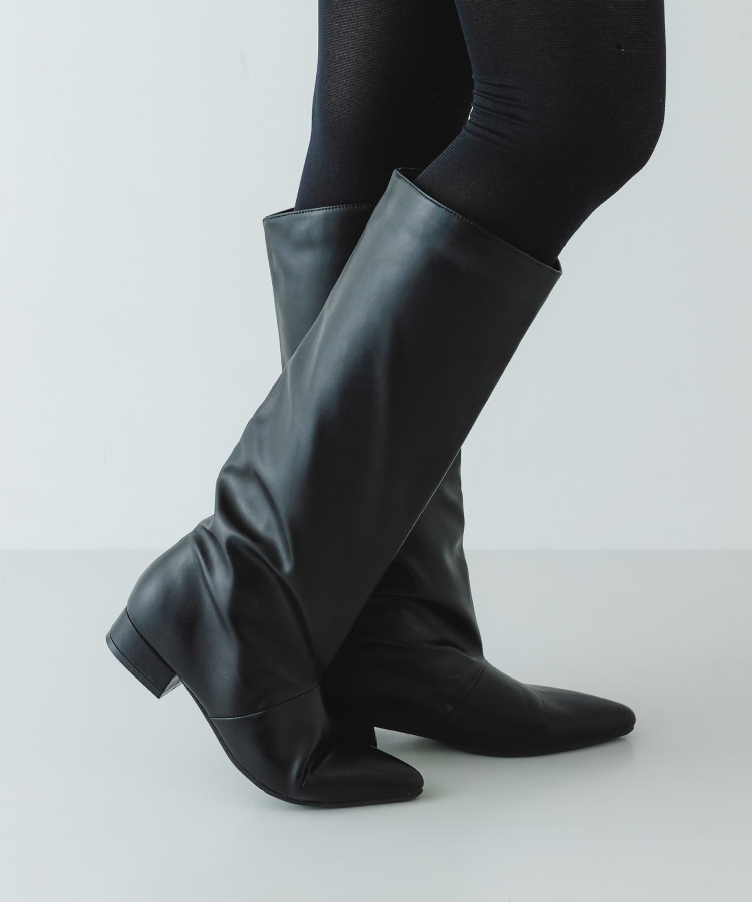 2.5センチワイドシャフトロングブーツ BLACK 36