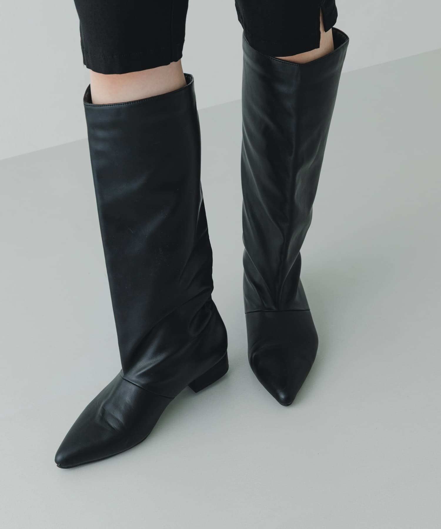2.5センチワイドシャフトロングブーツ BLACK 36