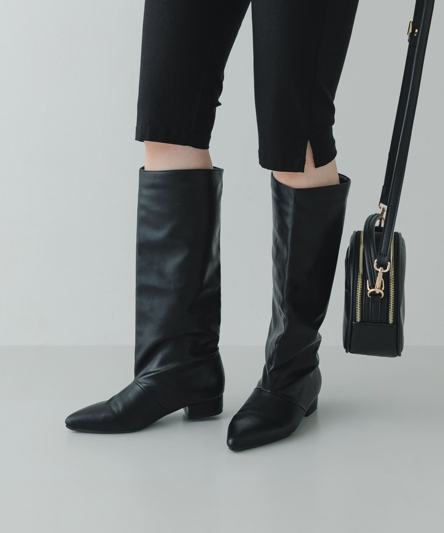 2.5センチワイドシャフトロングブーツ BLACK 36