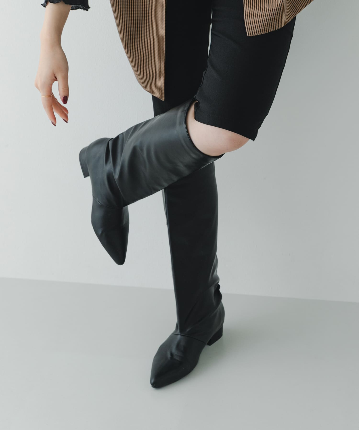 2.5センチワイドシャフトロングブーツ BLACK 36