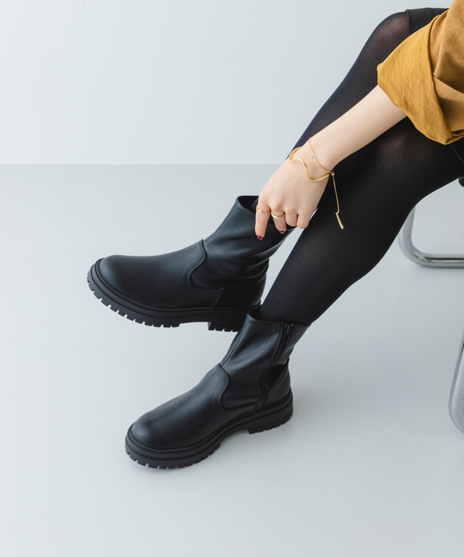 撥水ストレッチブーツ BLACK 36
