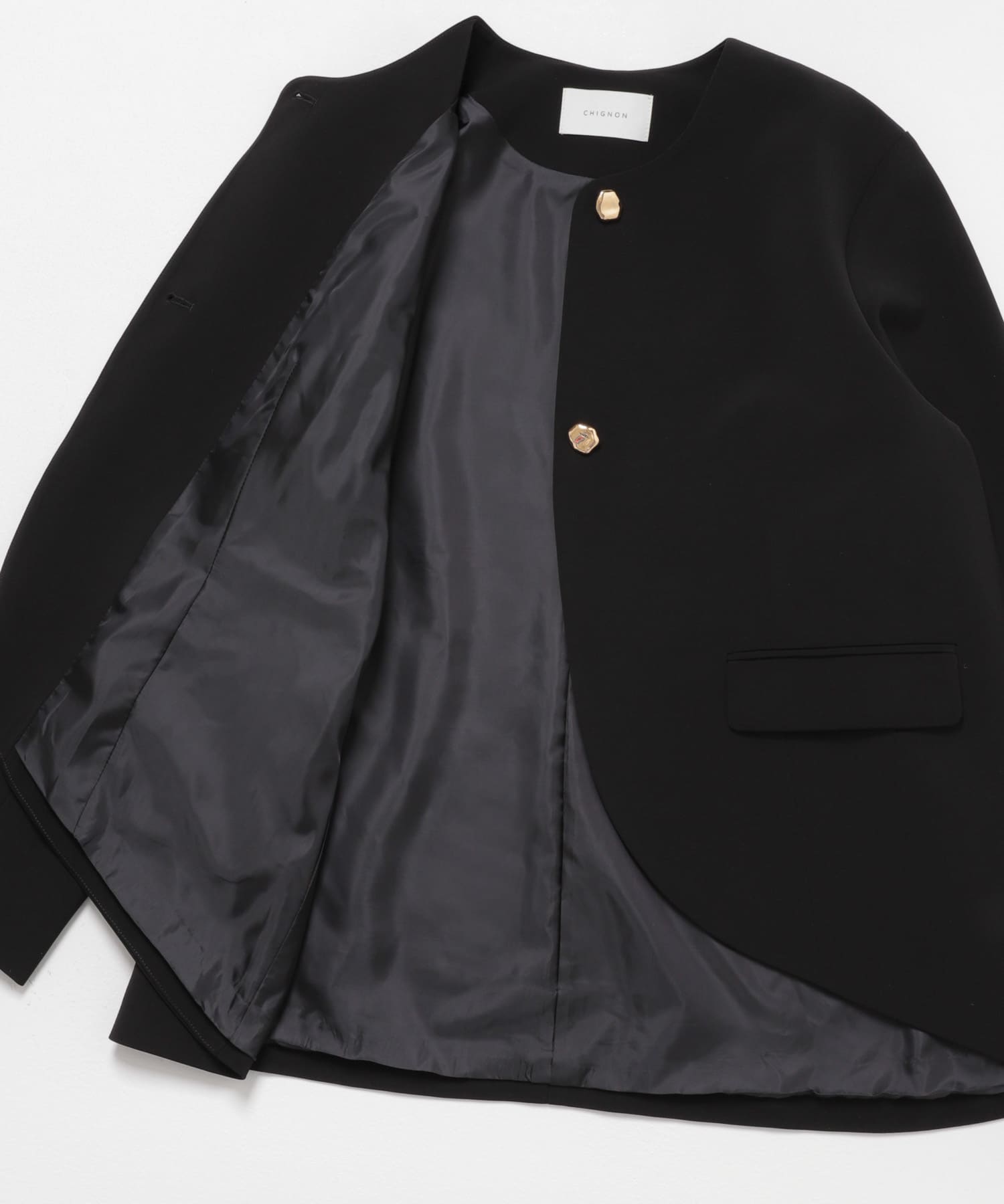 『別注』CHIGNON×ROSSO　ラウンドヘムジャケット BLACK Free