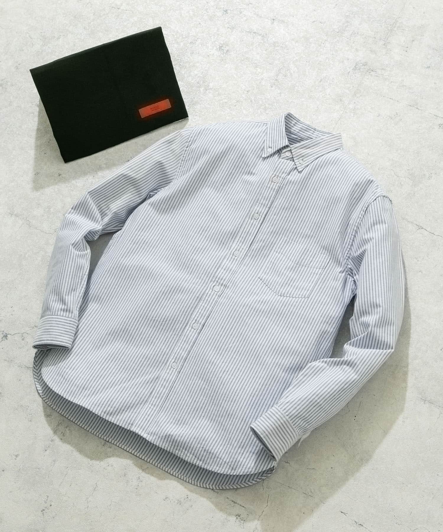 『WEB限定』『XXLサイズあり』『抗菌/消臭』ハイパフォーマンスオックスボタンダウンSH SAX STRIPE XS