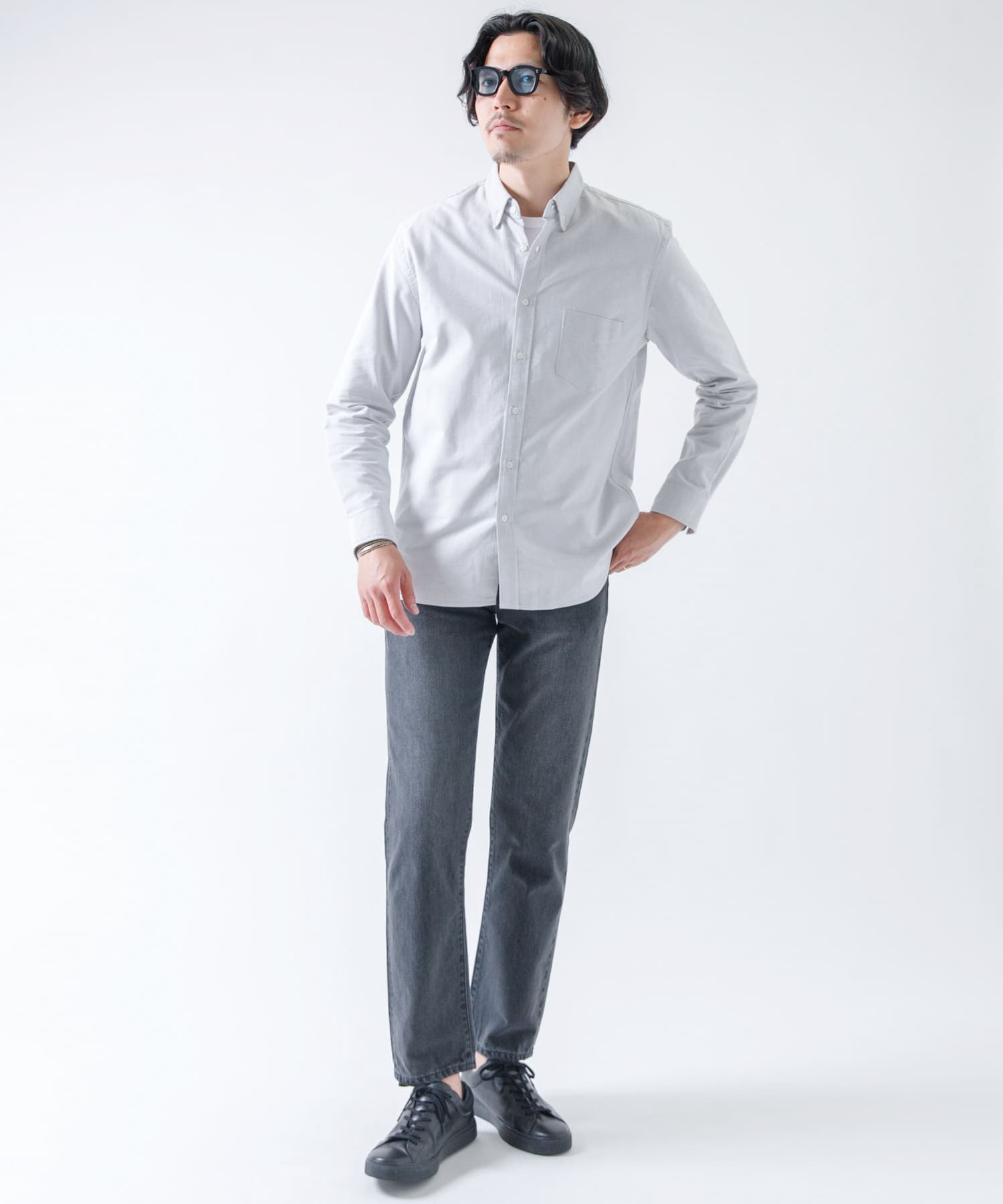 『WEB限定』『XXLサイズあり』『抗菌/消臭』ハイパフォーマンスオックスボタンダウンSH GRAY XS