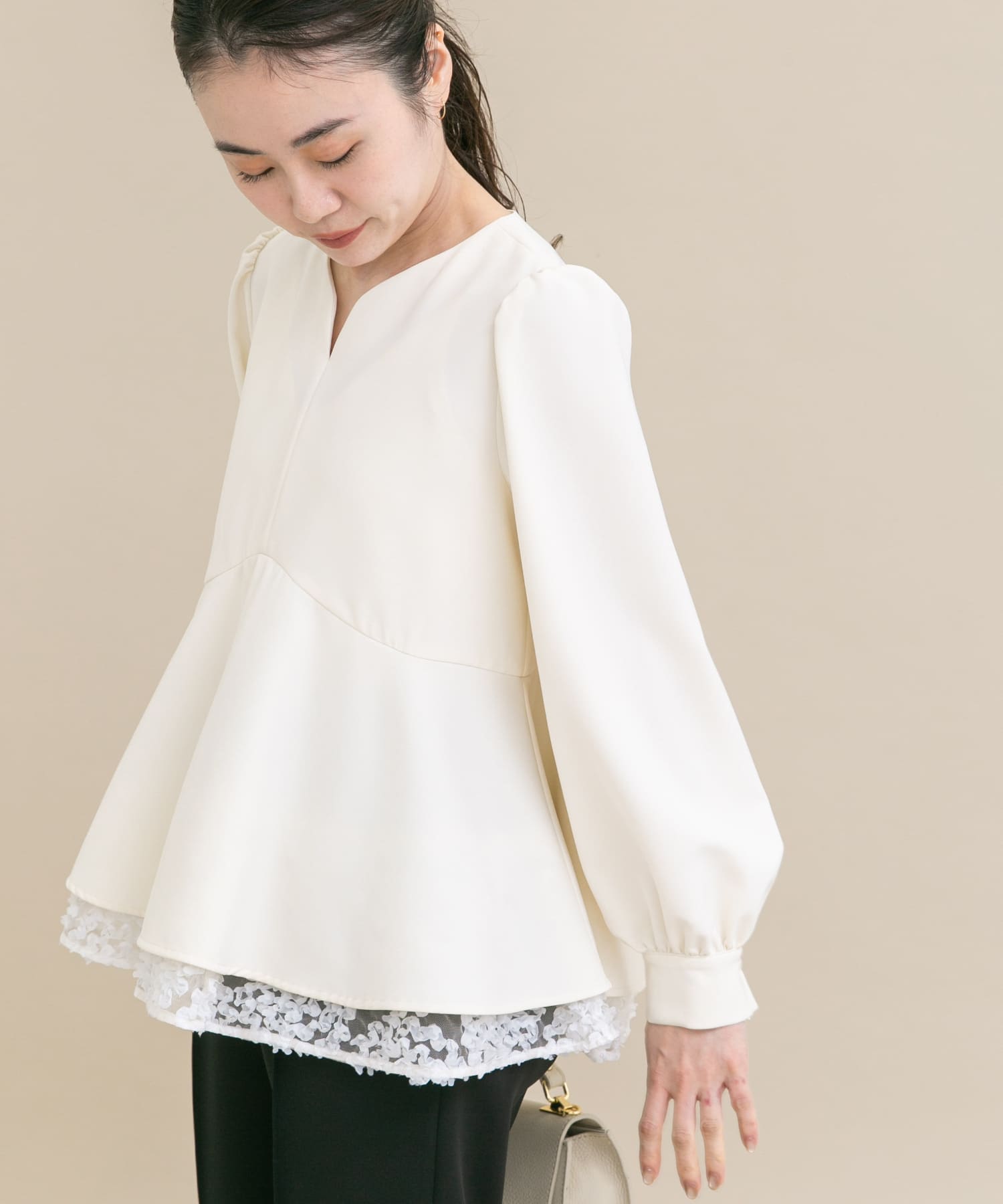 『WEB限定』レイヤードペプラムブラウス