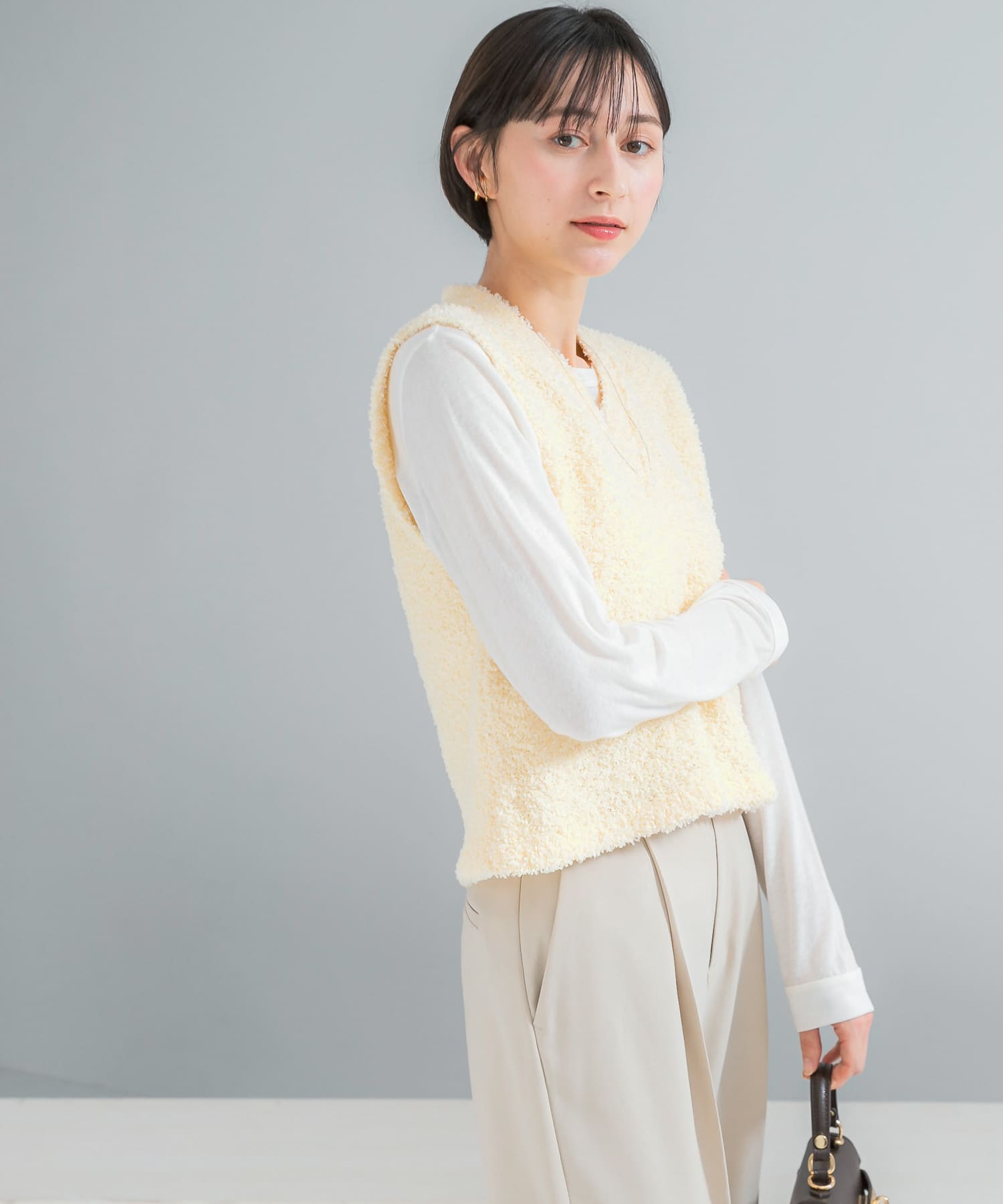 ニットツイードVネックベスト