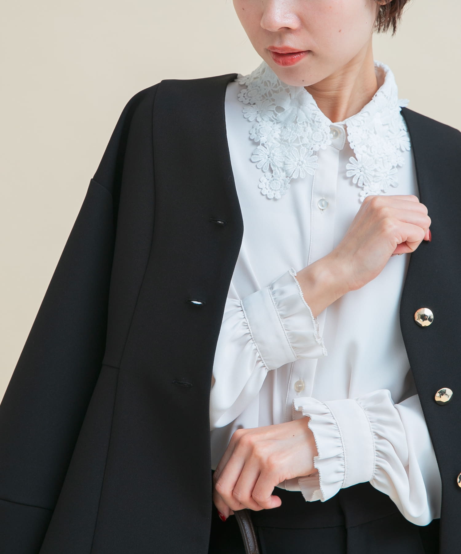 『WEB/一部店舗限定』レースカラーブラウス