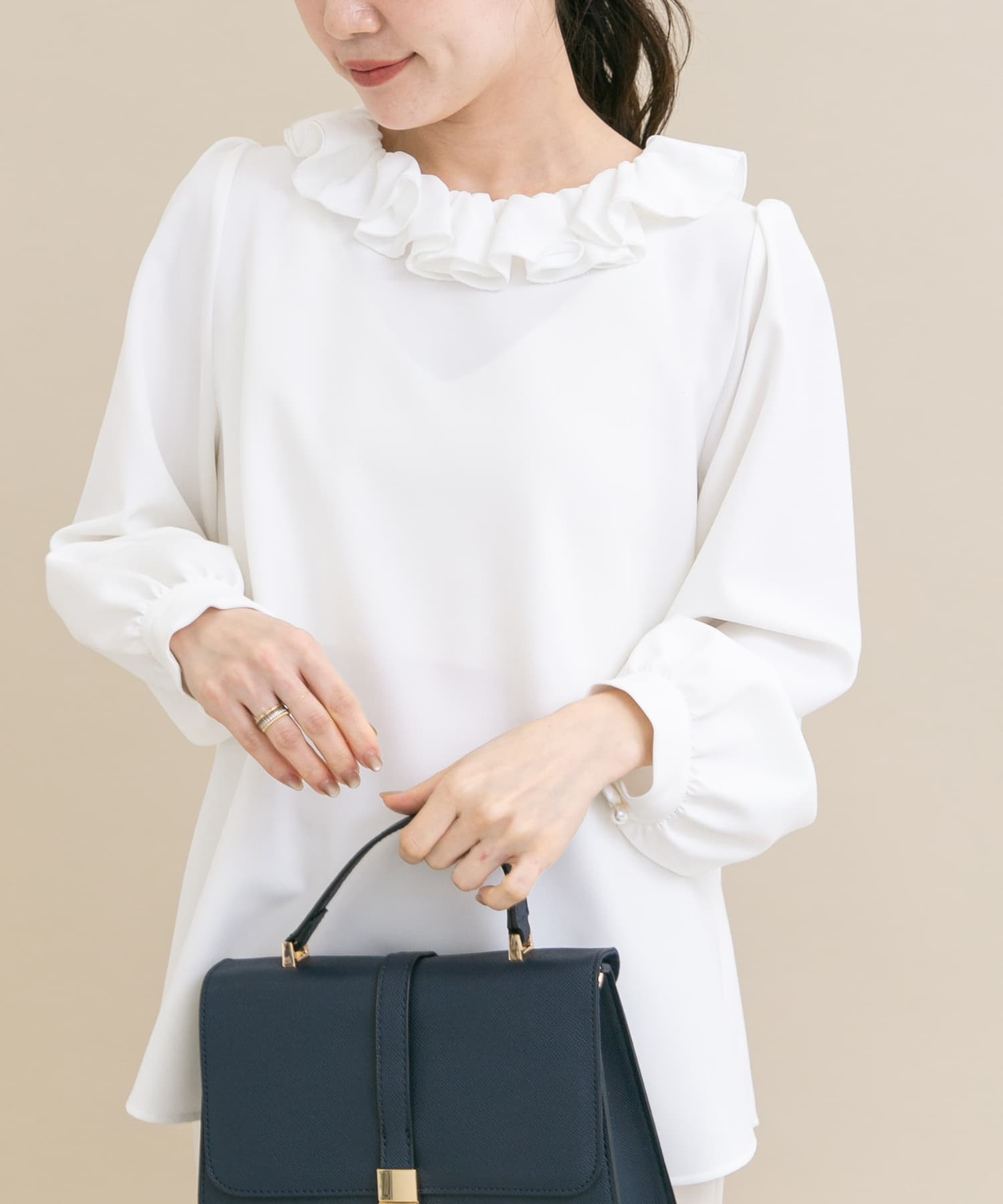 『WEB限定』コサージュカラー2WAYブラウス