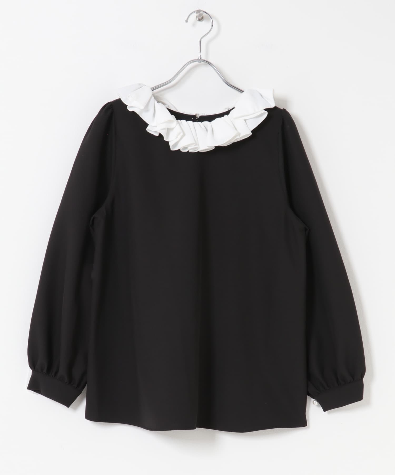 『WEB限定』コサージュカラー2WAYブラウス BLK×OFF Free