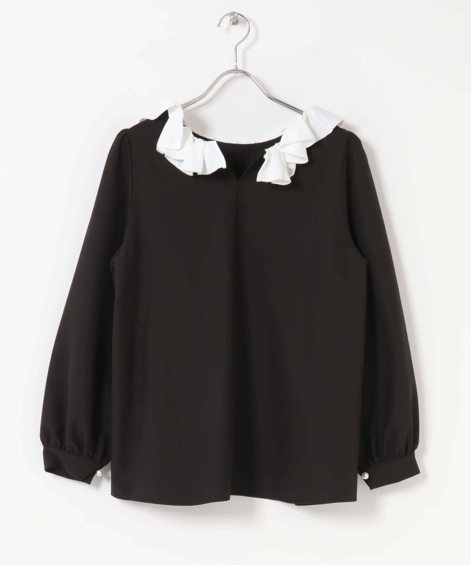 『WEB限定』コサージュカラー2WAYブラウス BLK×OFF Free