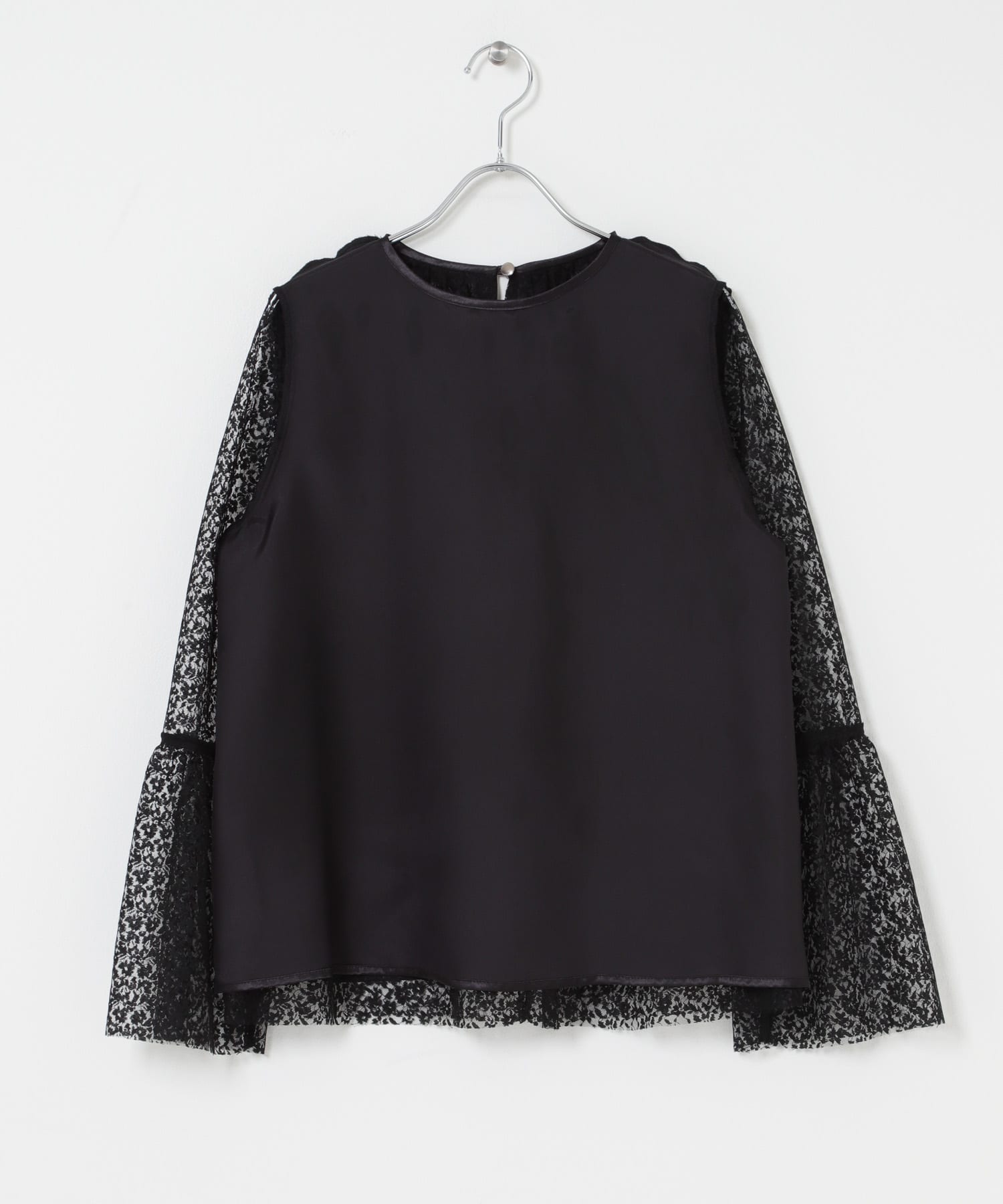 フレアスリーブレースブラウス BLACK Free