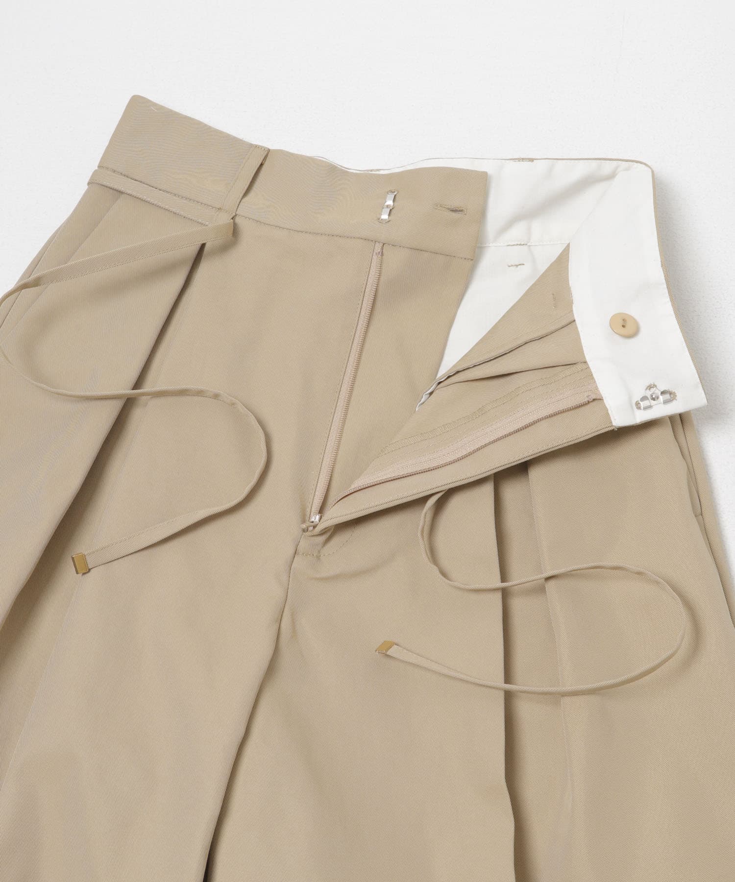 コットンツイルベルテッドワイドパンツ BEIGE 36