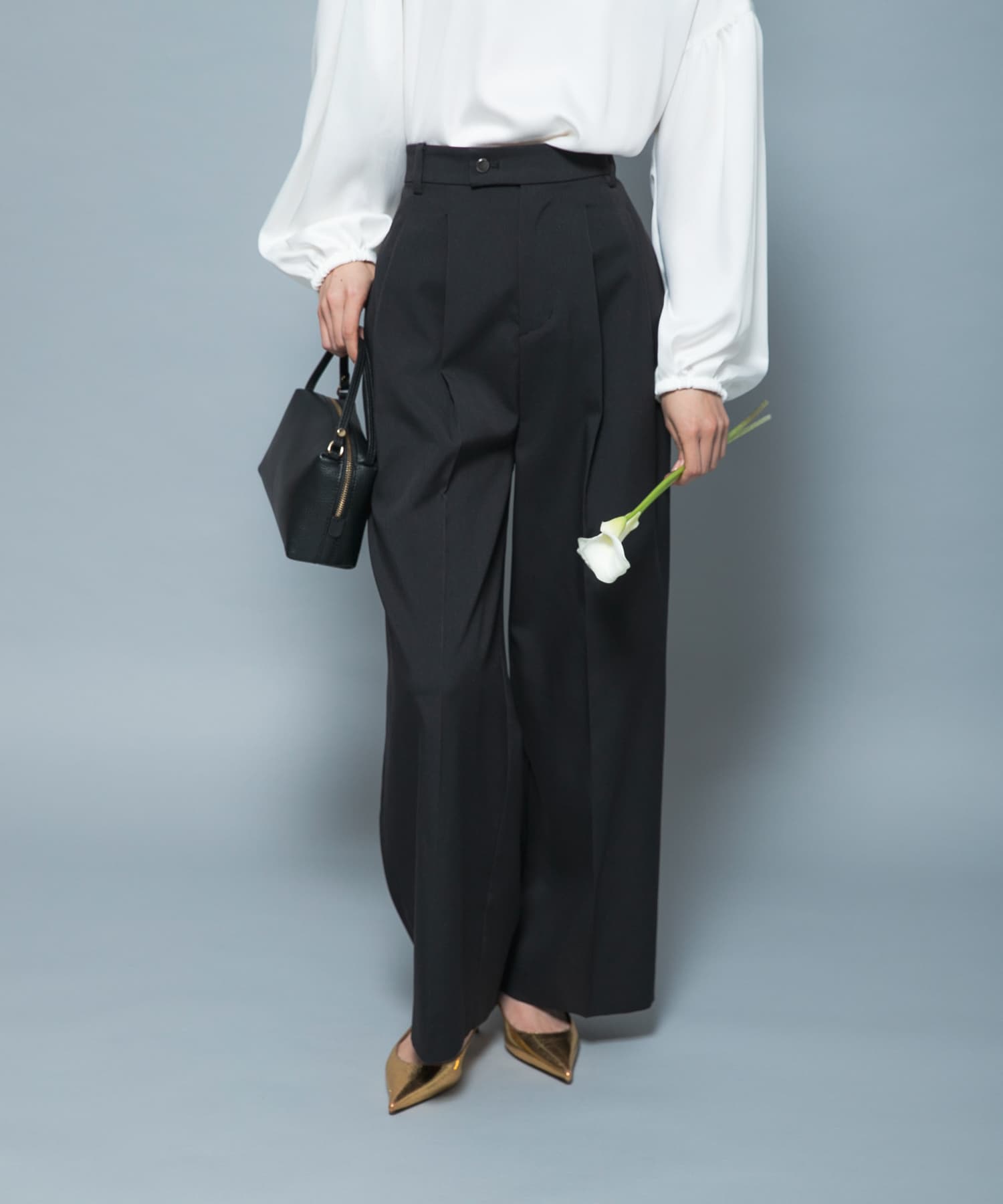 防シワシャンブレーツイルタックパンツ