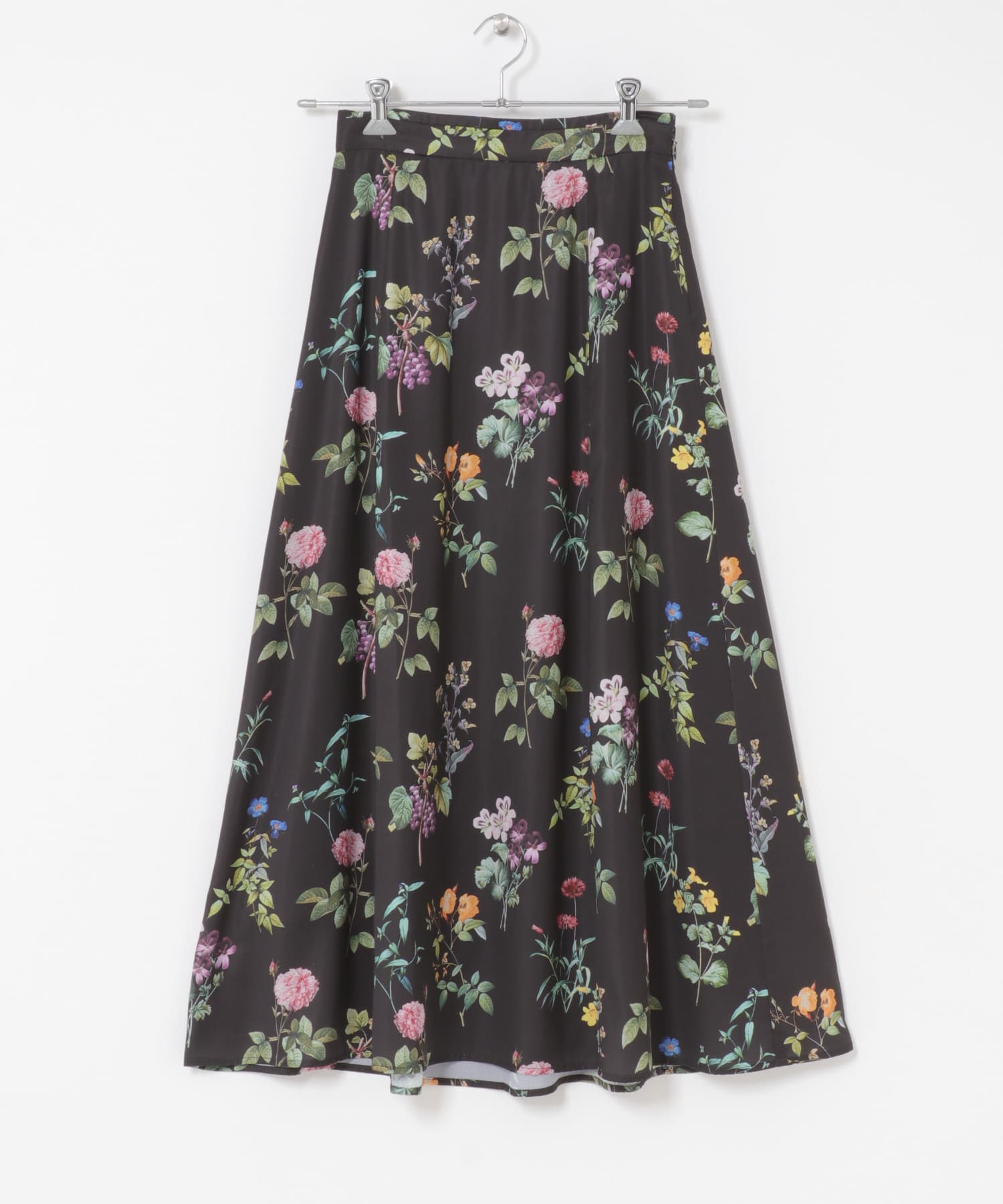 ボタニカルプリントマキシスカート BLACK Free