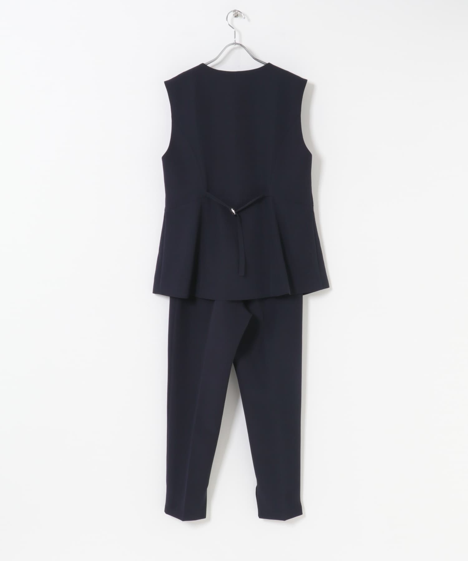 『WEB/一部店舗限定』『SHORT/TALLサイズあり』ペプラムジレ+テーパードパンツ NAVY Short