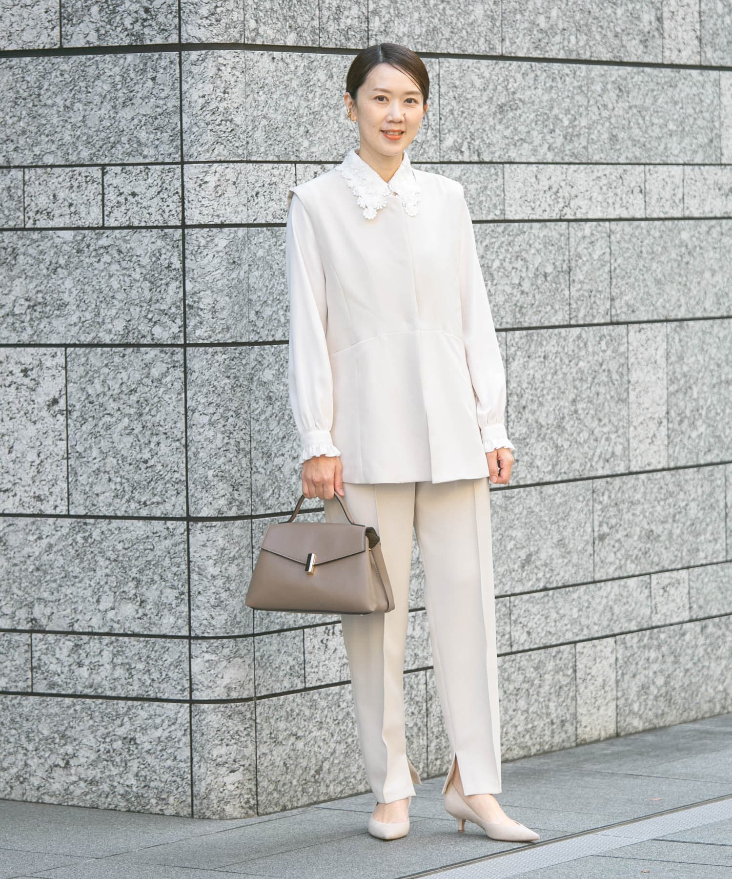 『WEB/一部店舗限定』『SHORT/TALLサイズあり』ペプラムジレ+テーパードパンツ