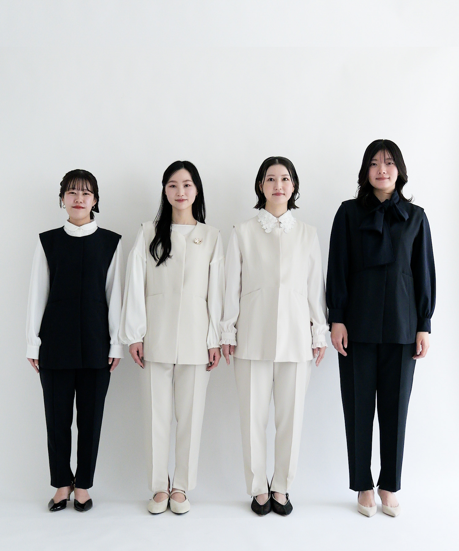 身長：150cm サイズ：SHORT / 身長：158cm サイズ：36 / 身長：162cm サイズ：38 / 身長：169cm サイズ：TALL