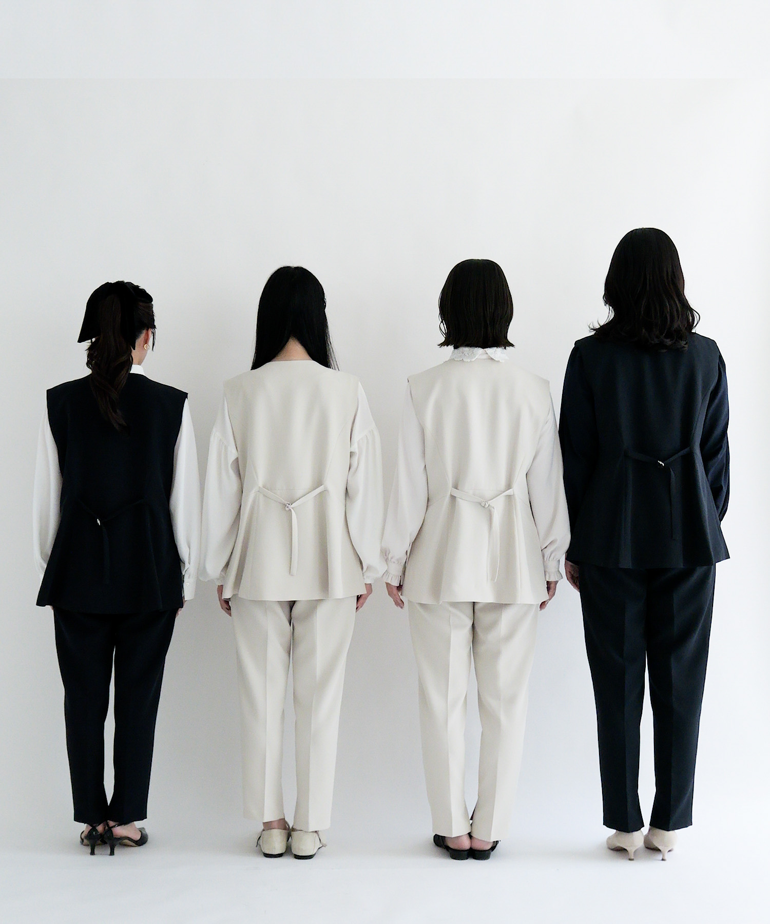 身長：150cm サイズ：SHORT / 身長：158cm サイズ：36 / 身長：162cm サイズ：38 / 身長：169cm サイズ：TALL