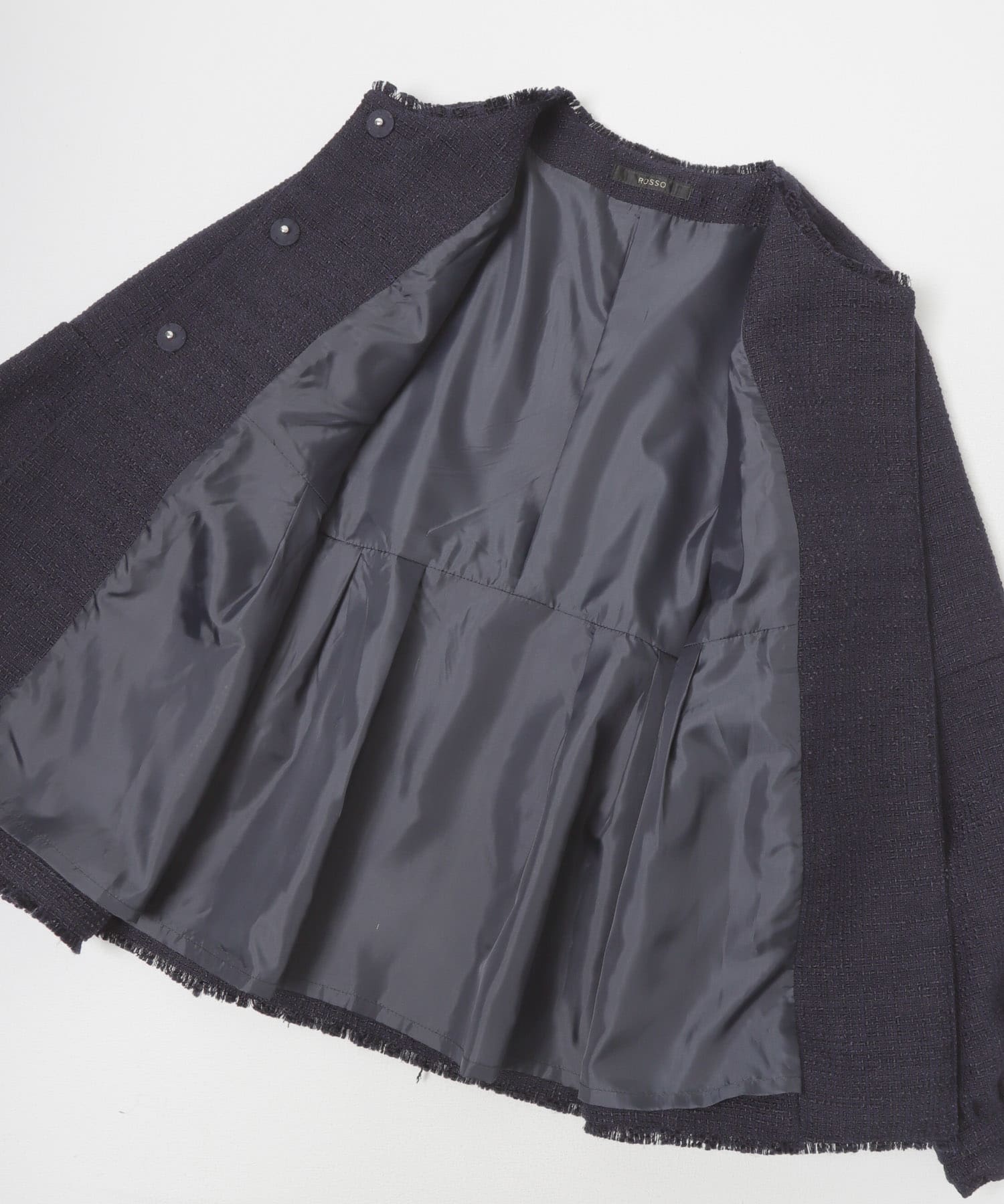 『WEB限定』ツイードペプラムジャケット+パンツ NAVY 36