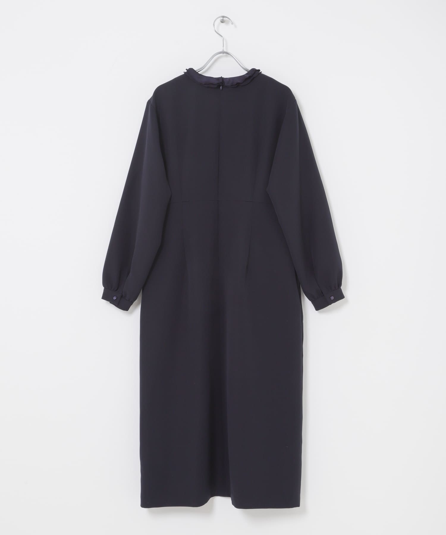 『WEB/一部店舗限定』フリルカラーウエストマークワンピース NAVY 36