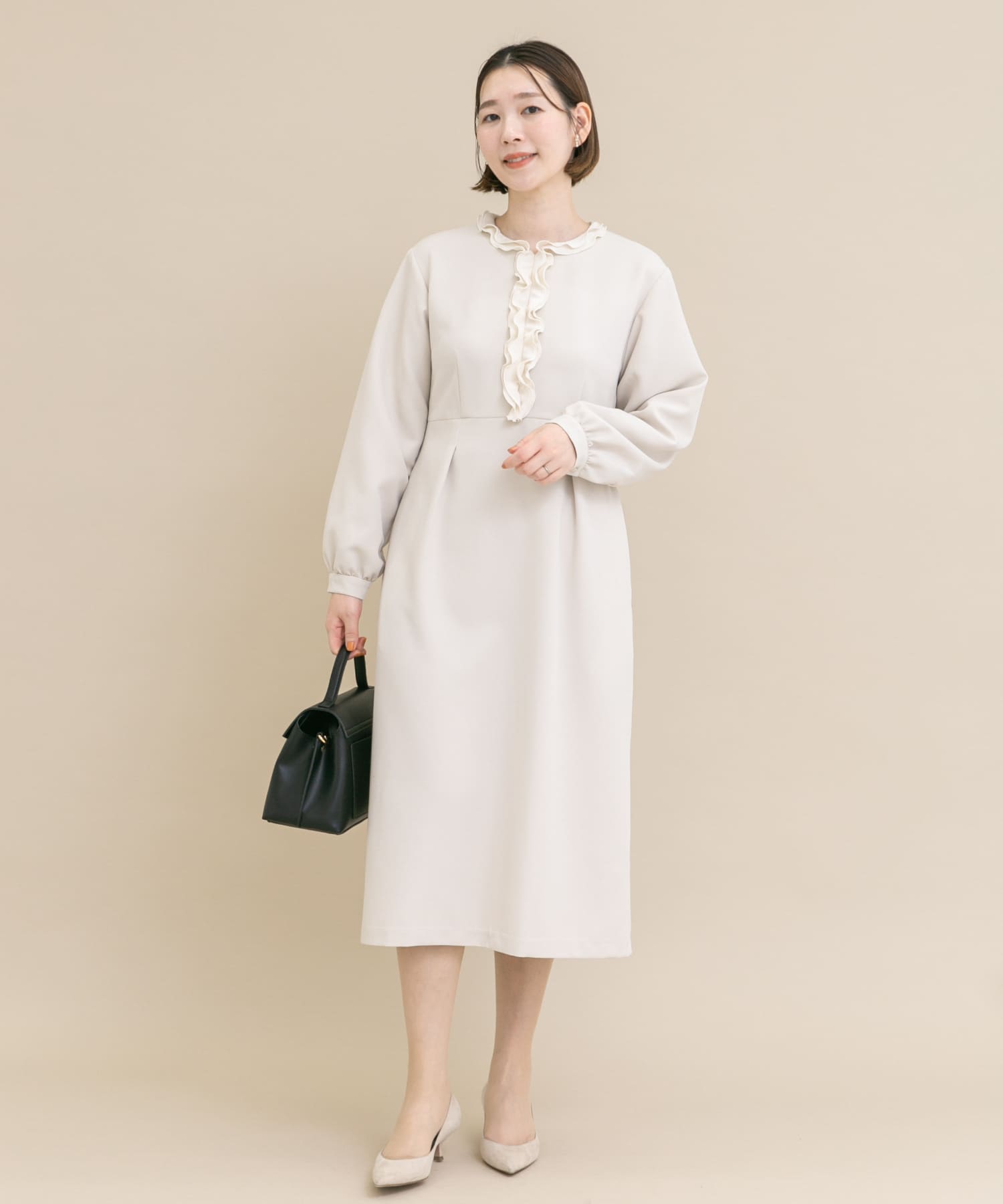 『WEB/一部店舗限定』フリルカラーウエストマークワンピース