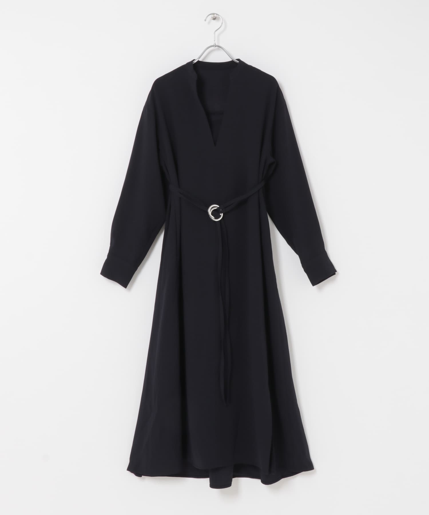トリアセテート混Vネックワンピース NAVY Free