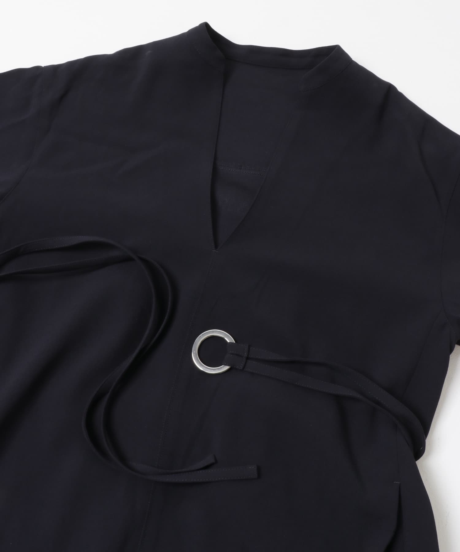 トリアセテート混Vネックワンピース NAVY Free