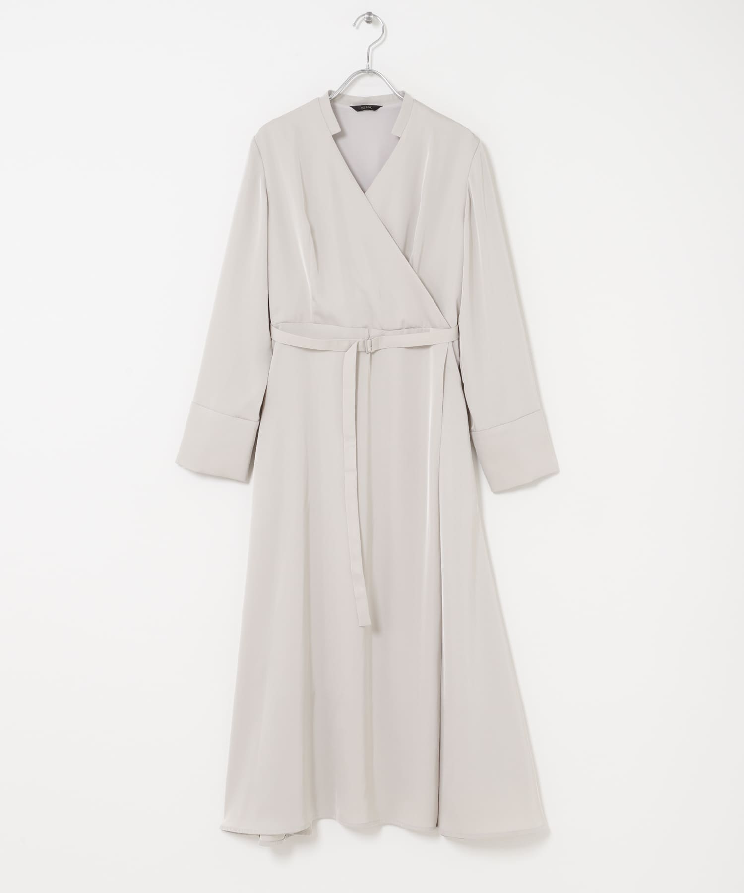 ベルト付カシュクールサテンワンピース L/GREIGE Free