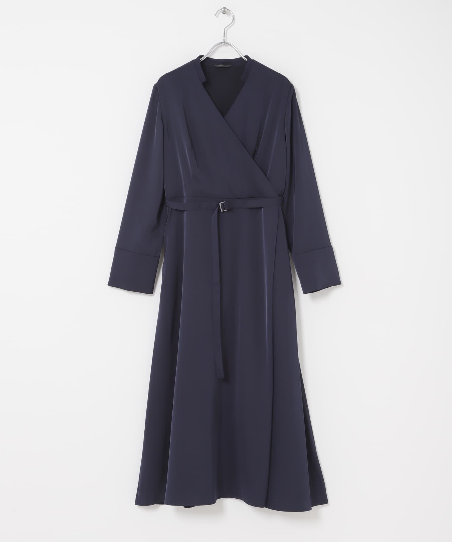 ベルト付カシュクールサテンワンピース NAVY Free