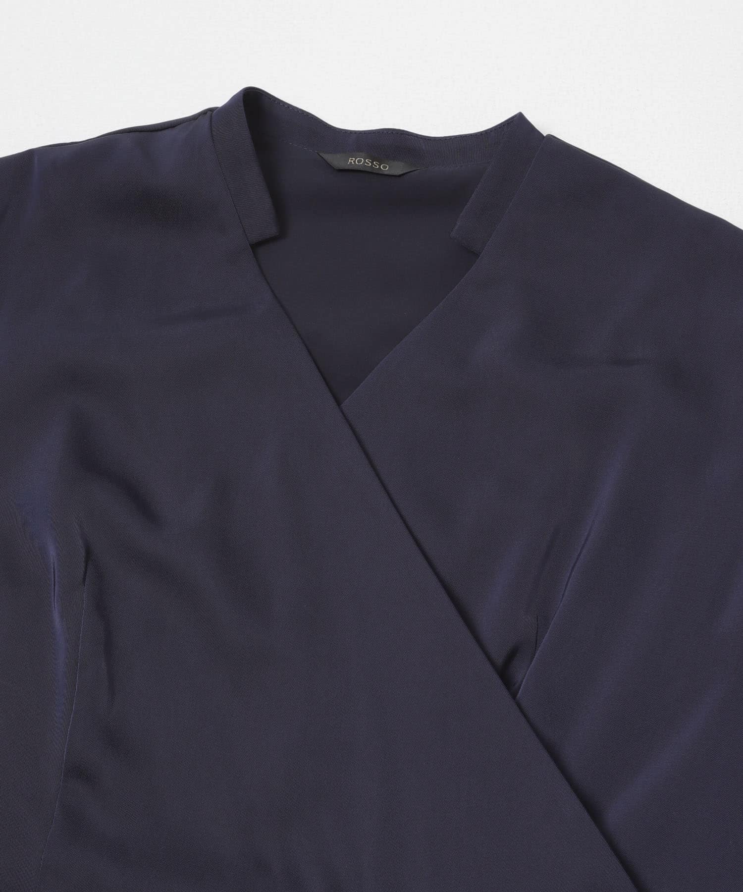 ベルト付カシュクールサテンワンピース NAVY Free