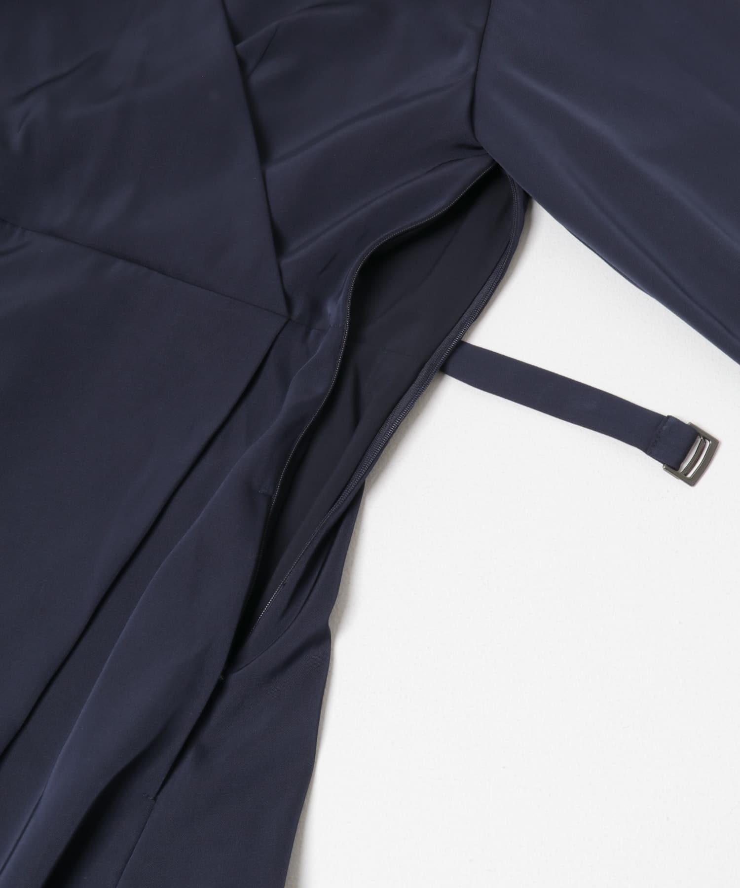 ベルト付カシュクールサテンワンピース NAVY Free