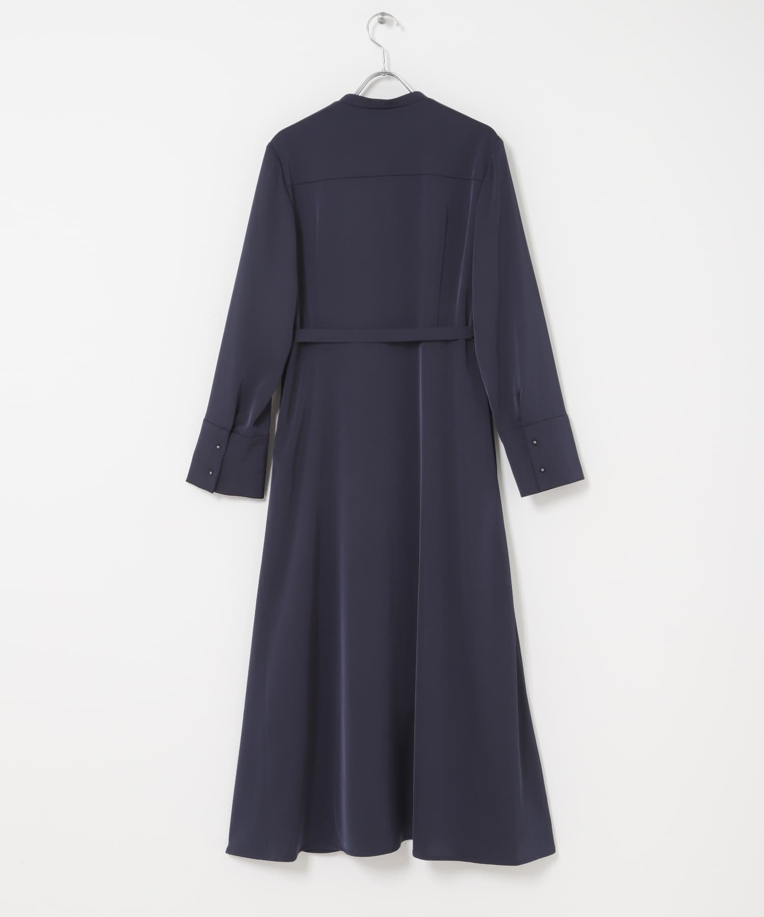 ベルト付カシュクールサテンワンピース NAVY Free