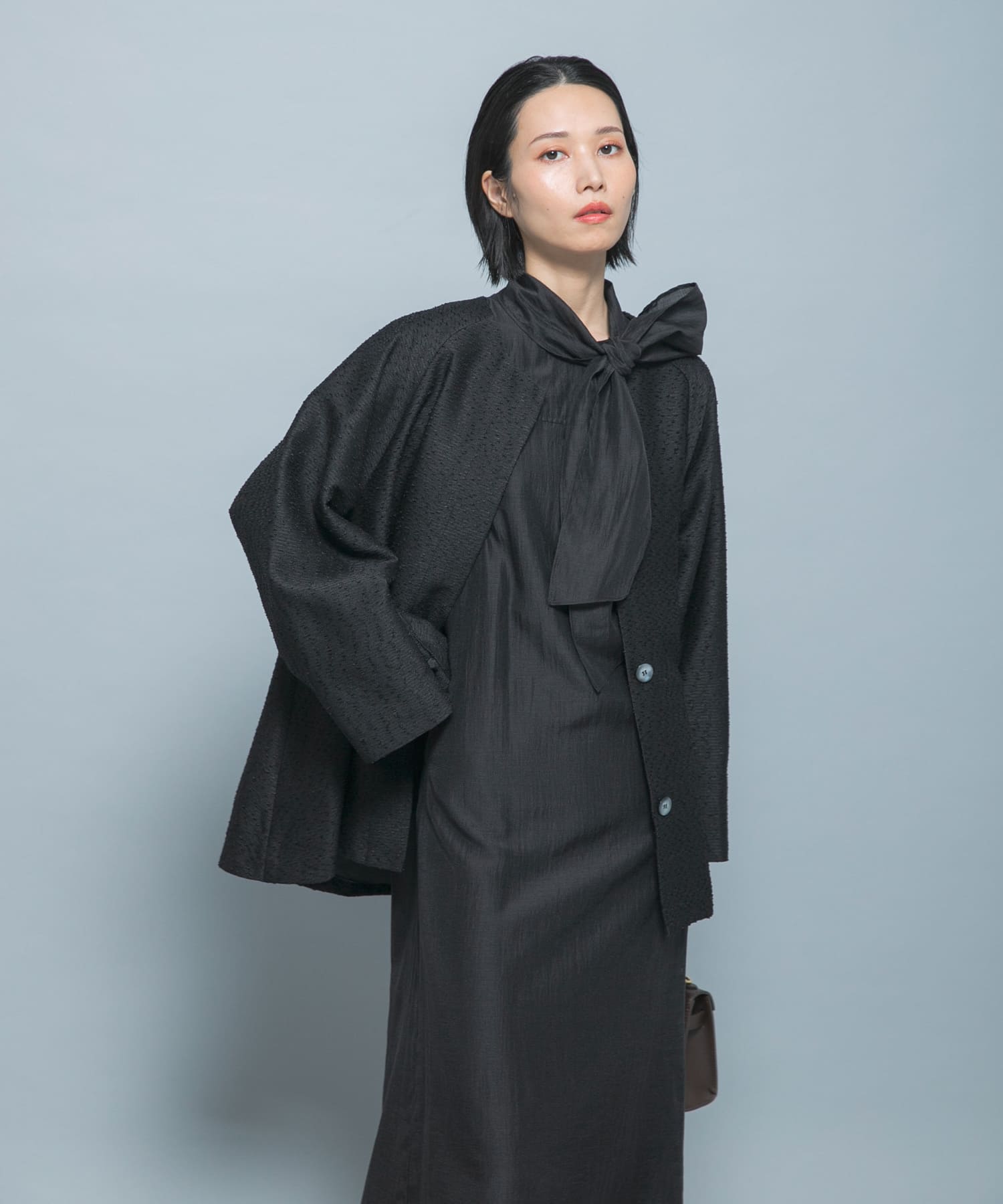 シルク混シアーオーガンジーワンピース(36 BLACK): ワンピース｜URBAN